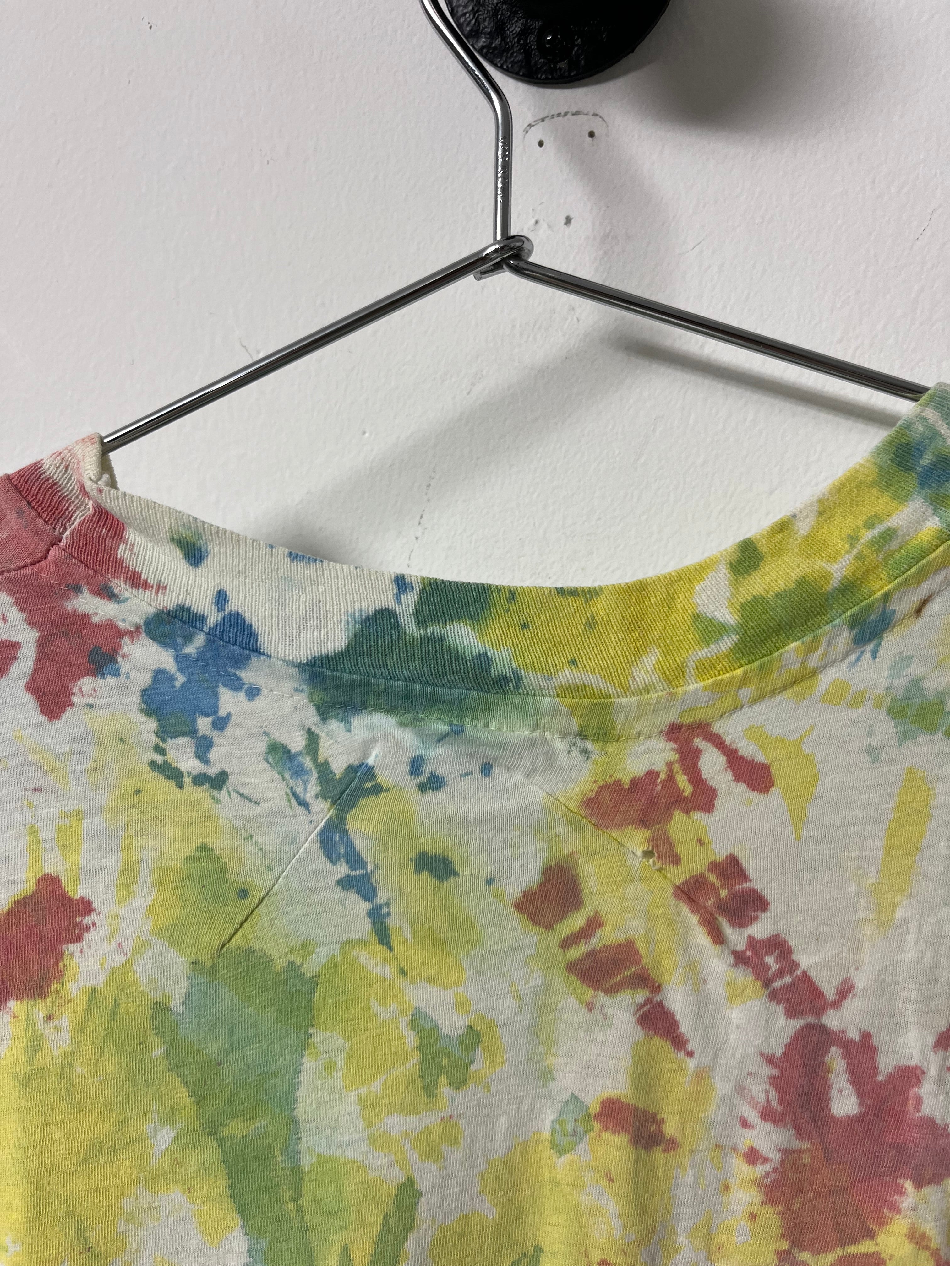 1980s Distressed Tie-Dye Tank - Faded Multicolor - L