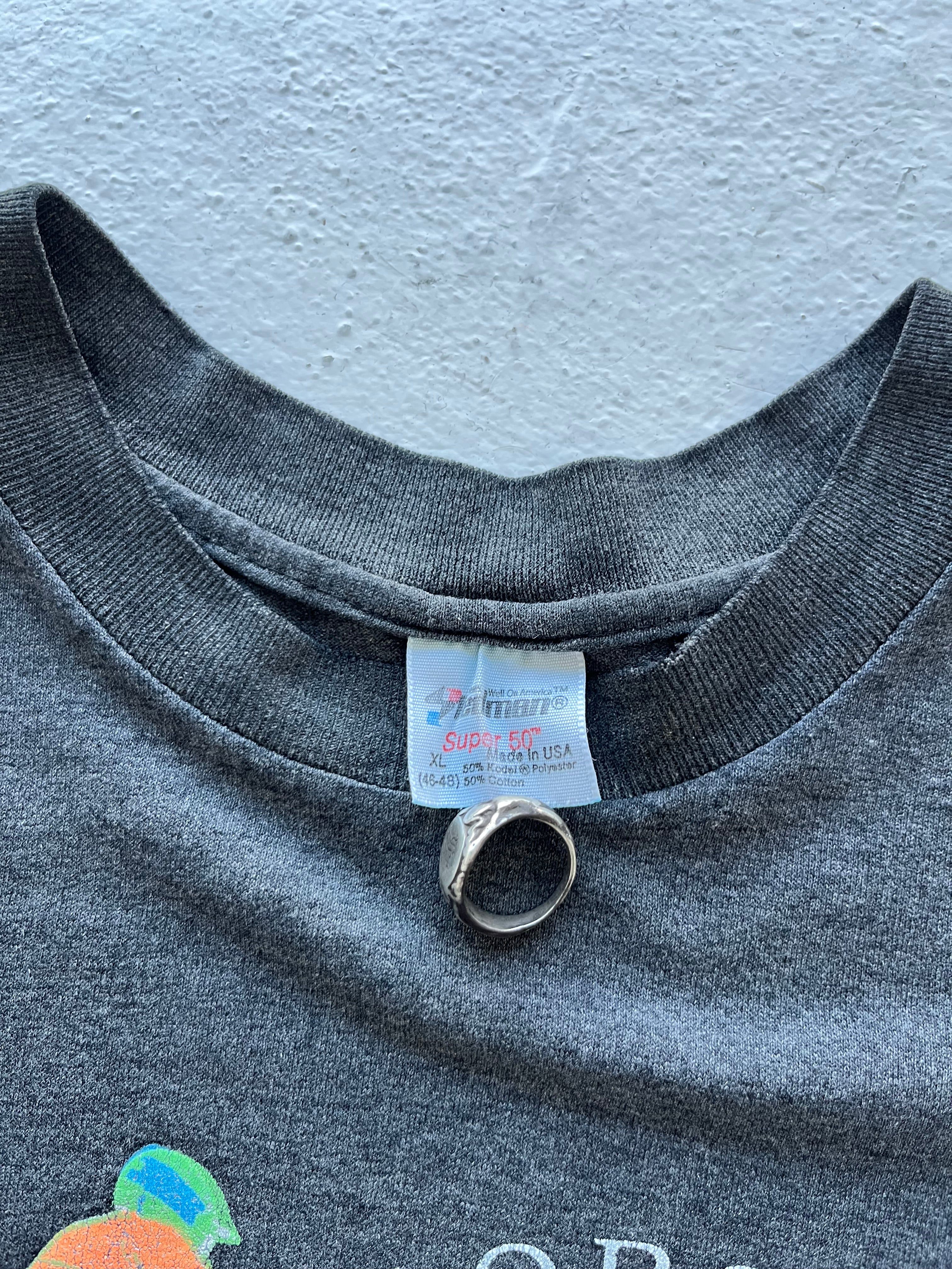 1989 Lobos Motorcycle Club Distressed T-Shirt - Faded Black - XL