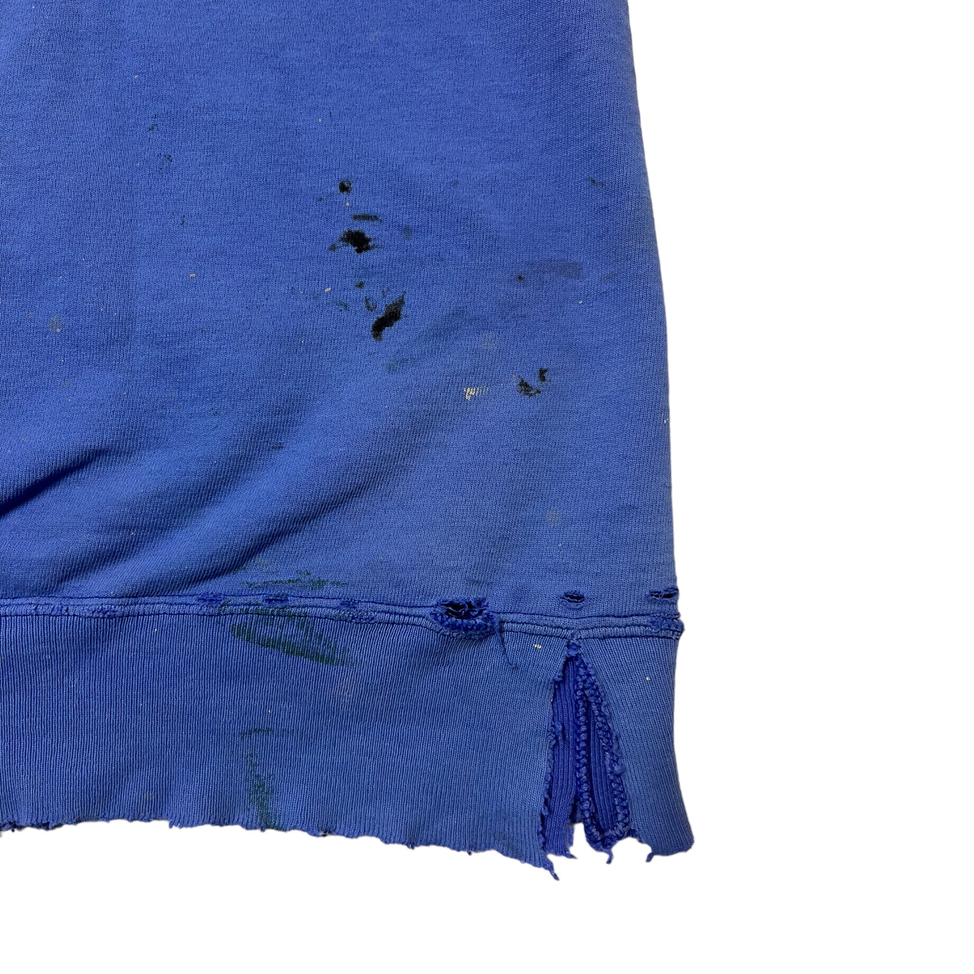 1990s Thrashed Champion Cutoff Crewneck Sweatshirt - Faded Cornflower Blue - M/L