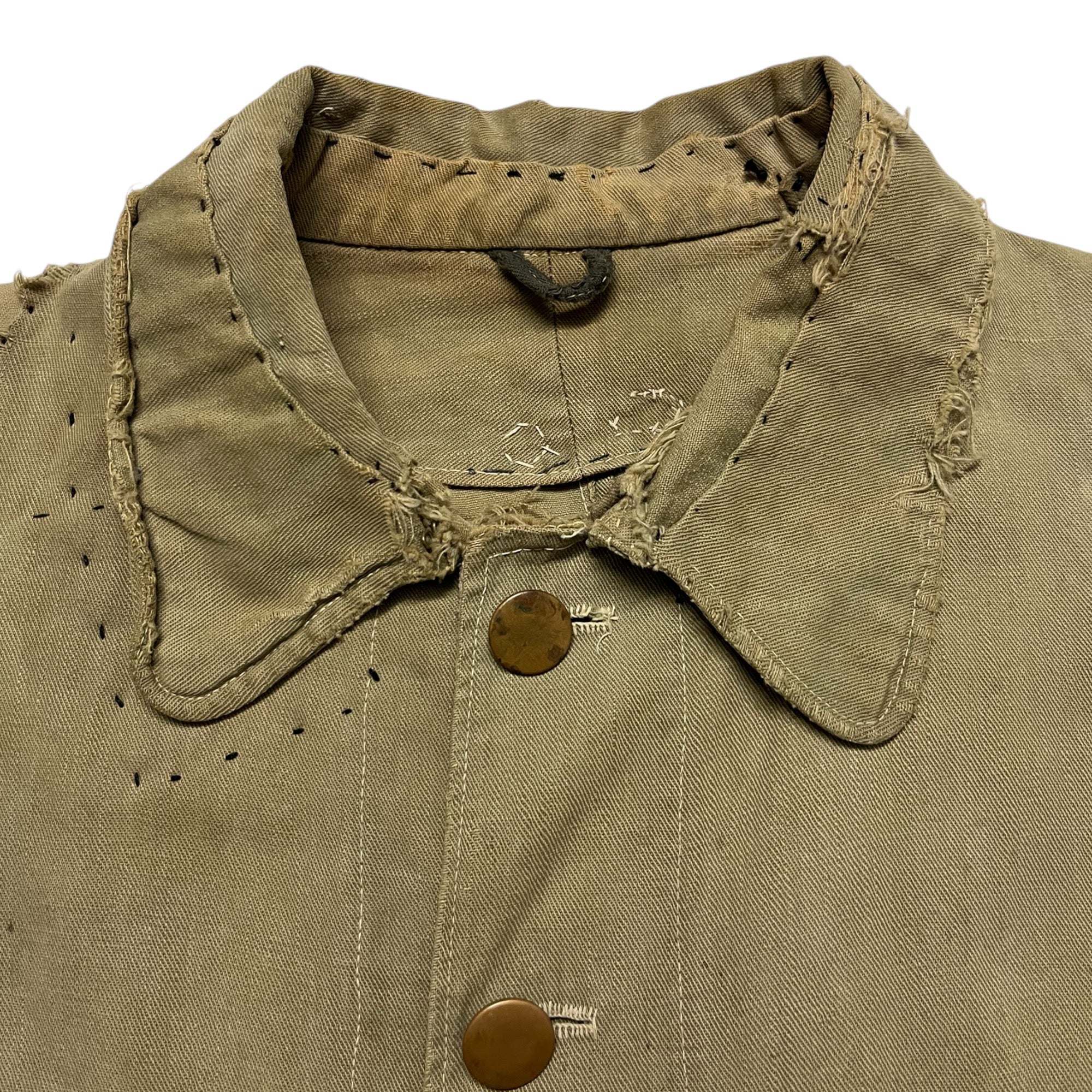 1940s Distressed & Repaired Military Bush Jacket - Khaki/Light Drab - S