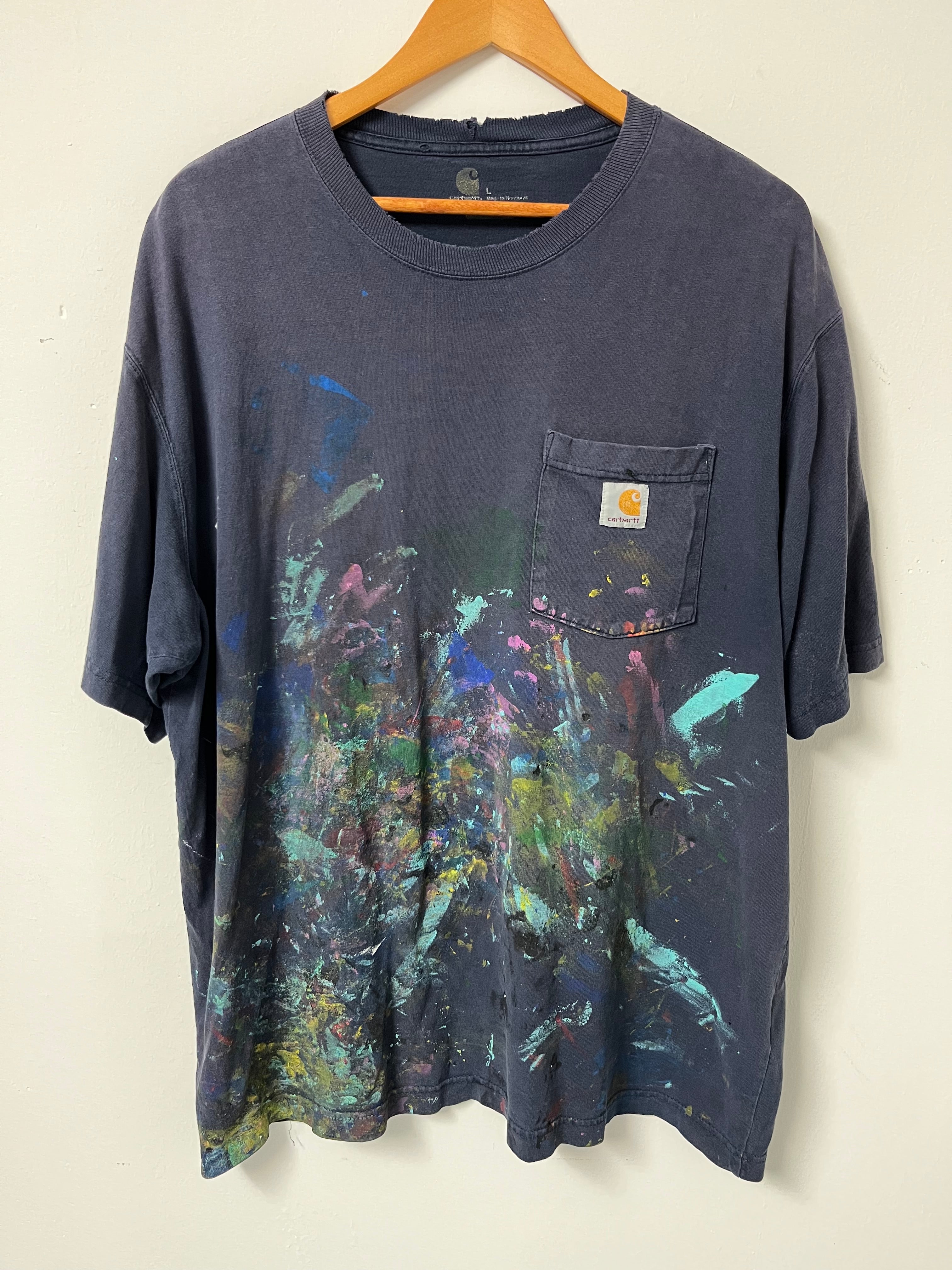 Painter Carhartt Distressed T-Shirt - Faded Navy/Multicolor - L/XL