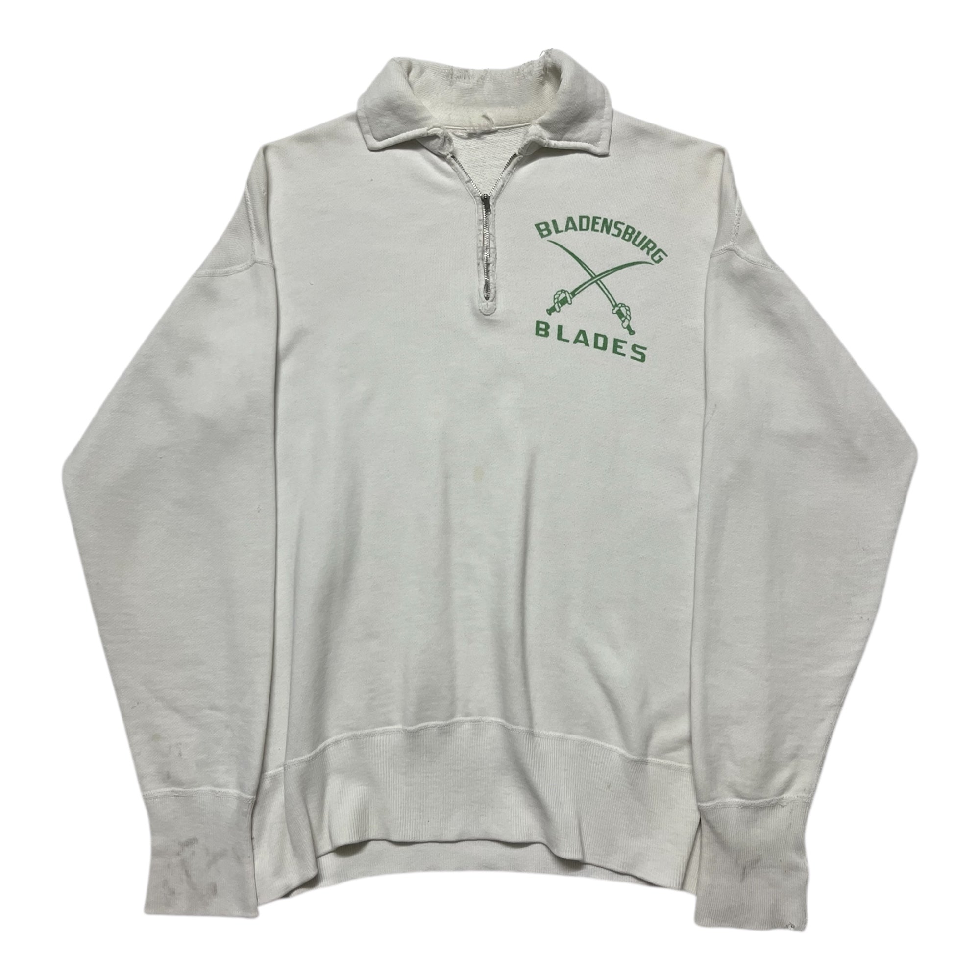 1950/60s ‘Bladensburg Blades’ 1/4 Zip Sweatshirt - White - M/L