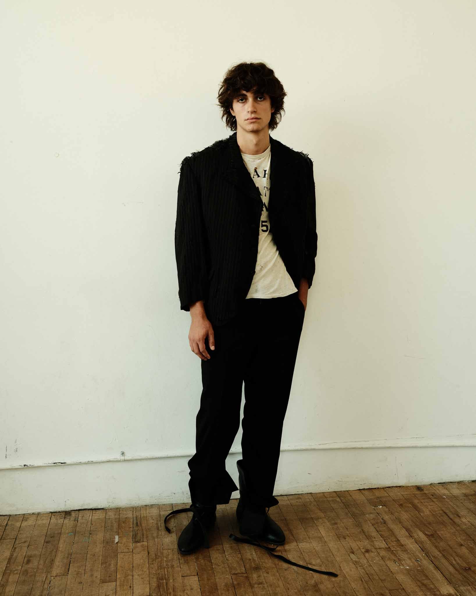 1920s Thrashed French Pinstripe Blazer/Suit Jacket - Black/Charcoal - 44R