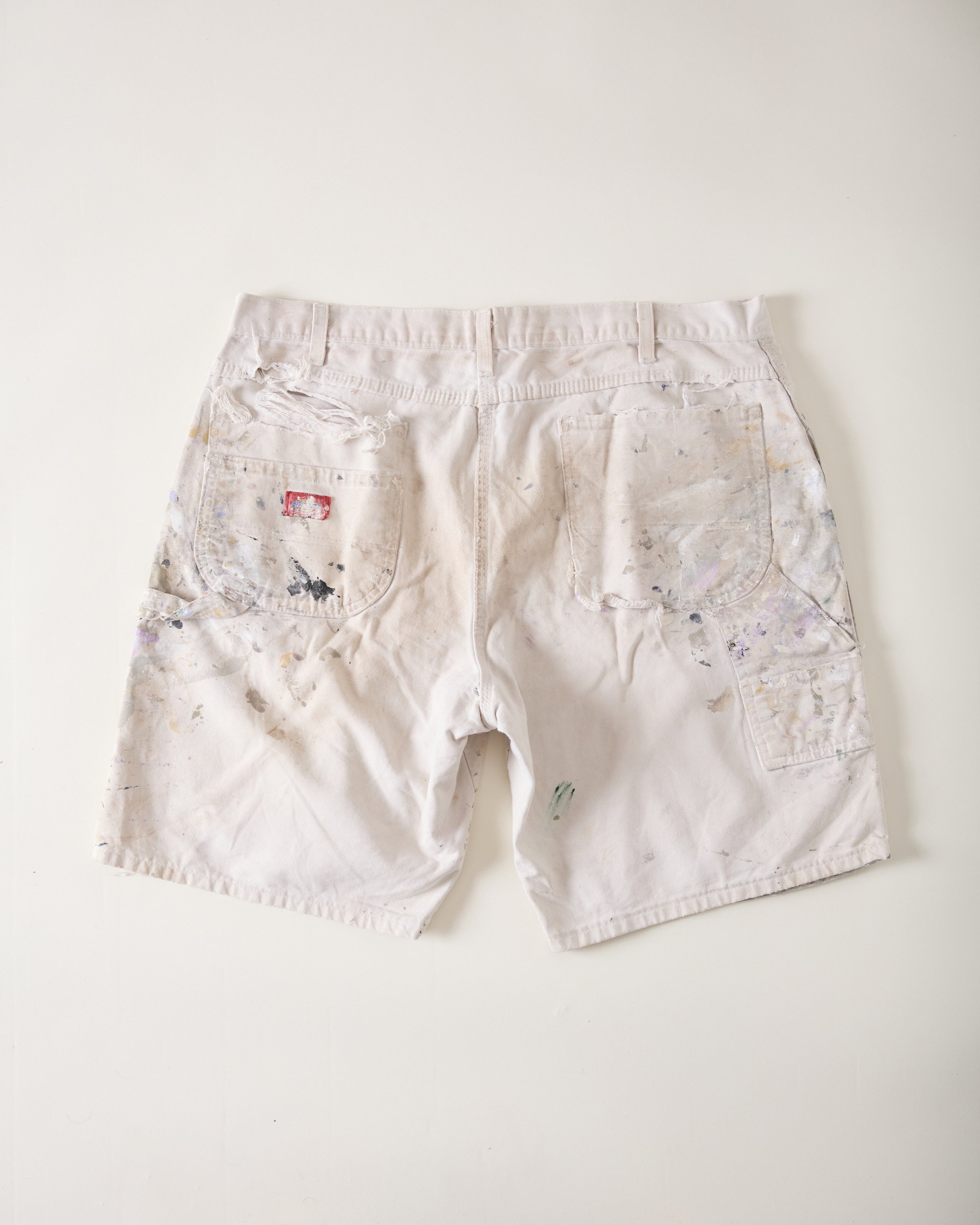 ‘90s Distressed Dickies Painter Shorts - White/Multicolor - 38”
