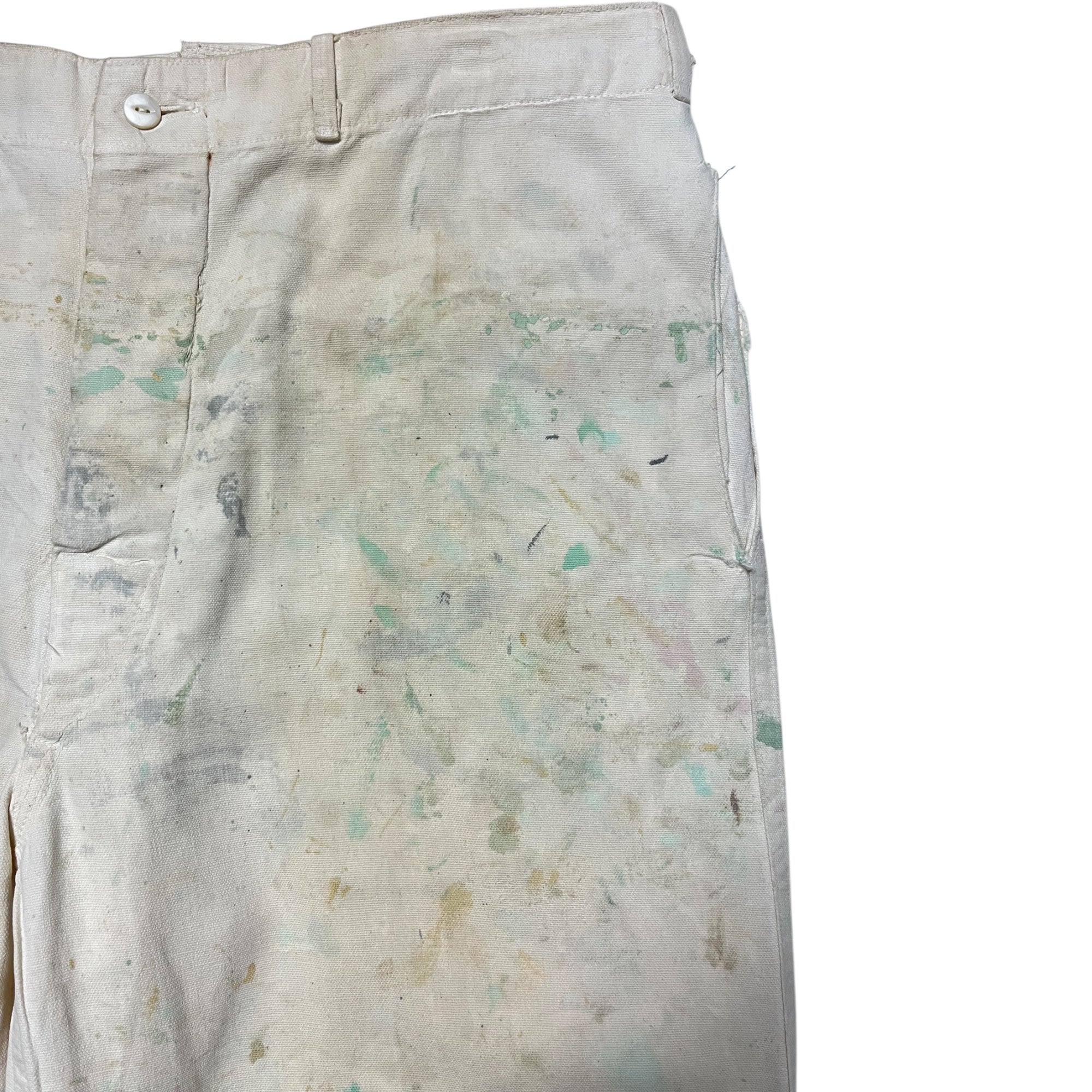 1940s ‘Paint Shop’ WWII Deck Pants - Off-White - 34x28