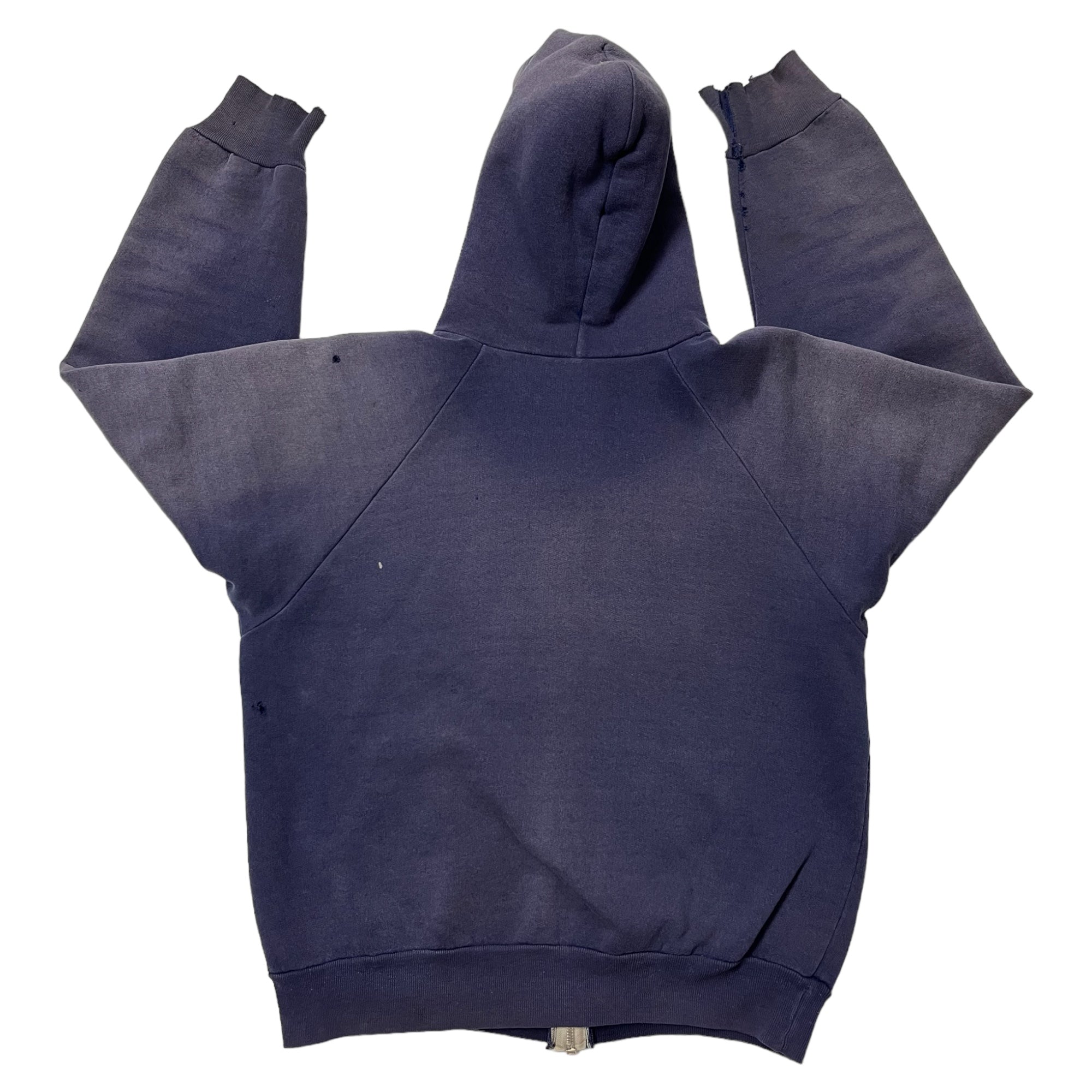1960s/70s Distressed Zip-Up Sweatshirt - Faded Navy - S/M