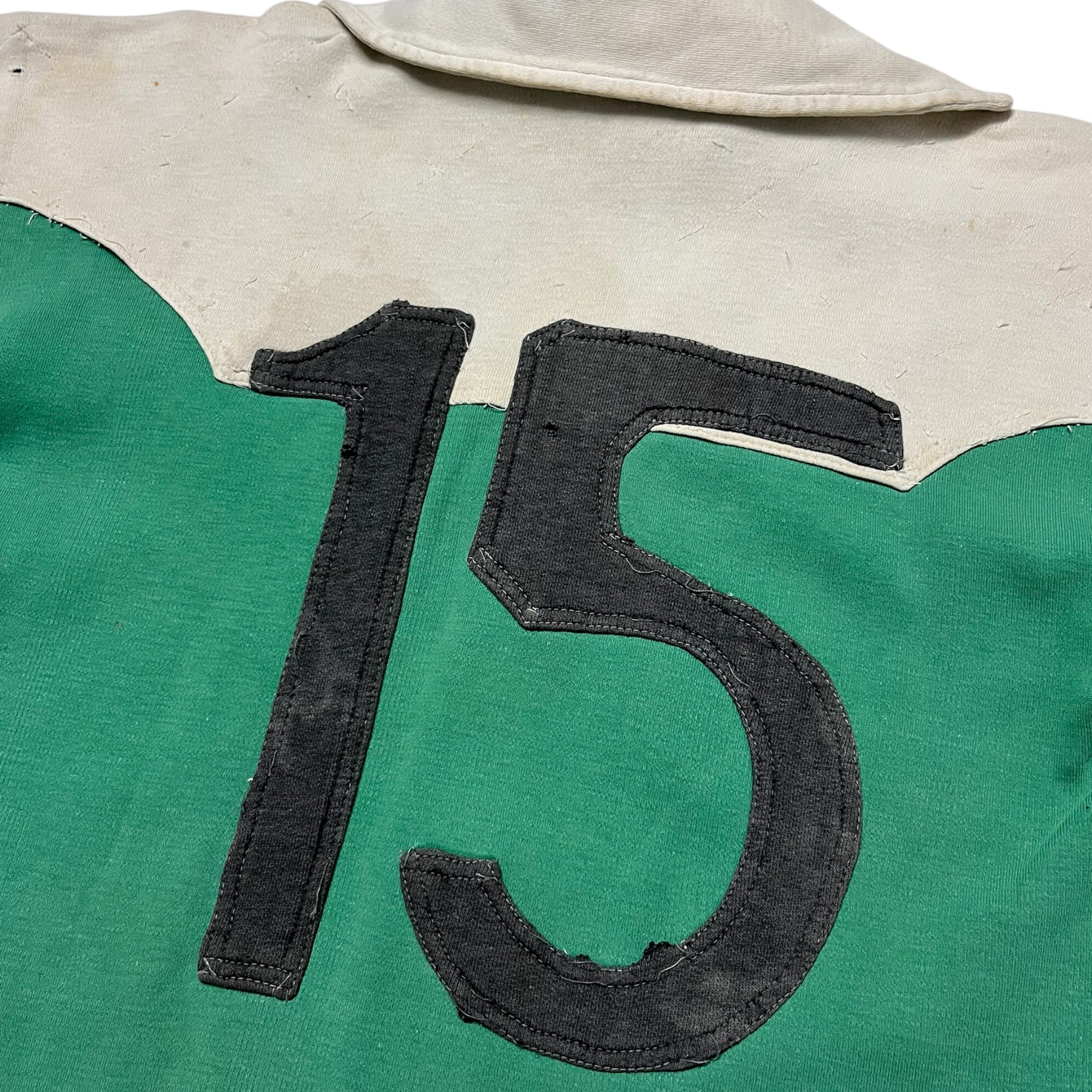 Distressed 1940s French Rugby Shirt - Faded Bottega Green - M/L