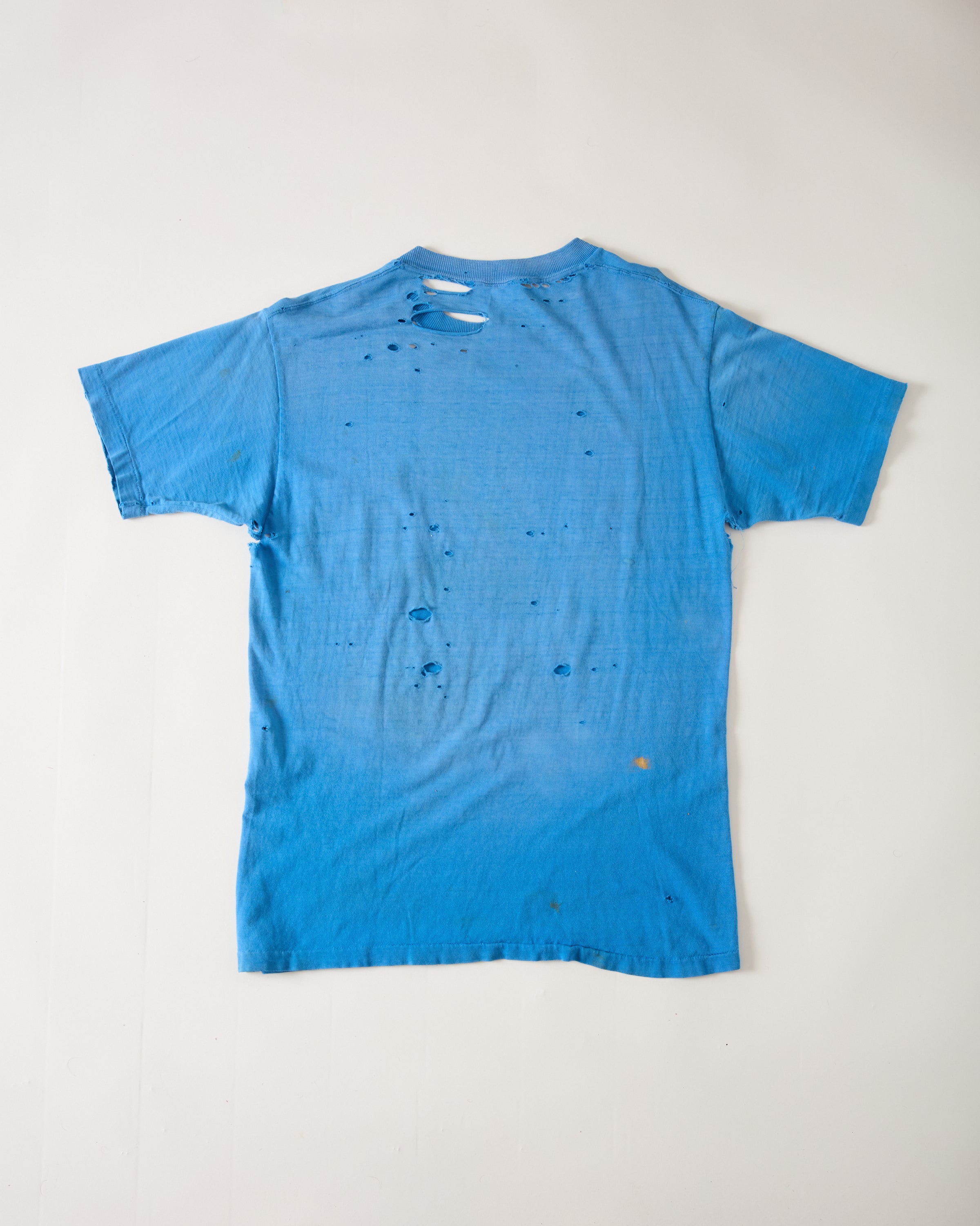 1970s Thrashed Pocket T-Shirt - Faded Olympic Blue - M/L