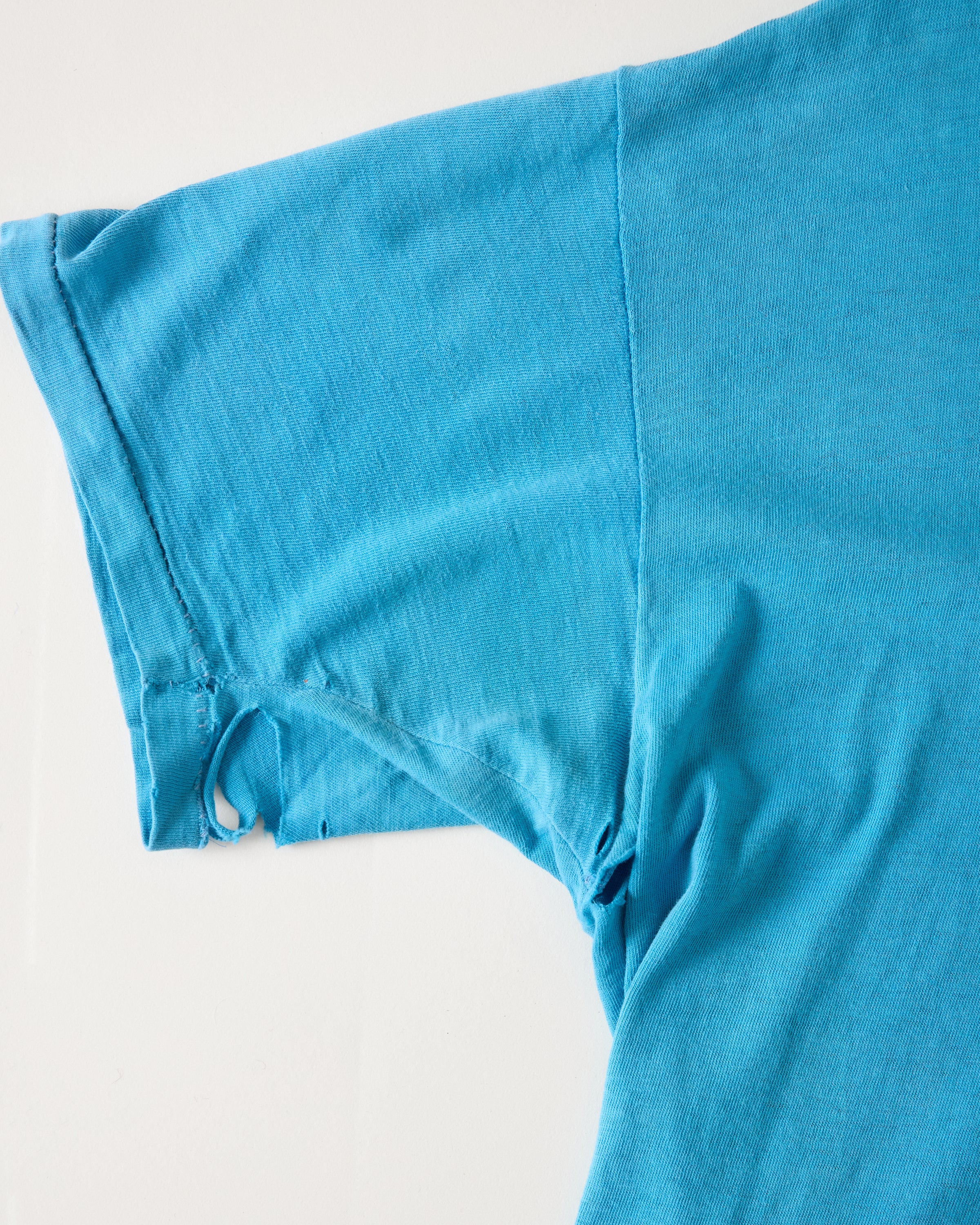 1970s Distressed Pocket T-Shirt - Cyan/Olympic Blue - L/XL