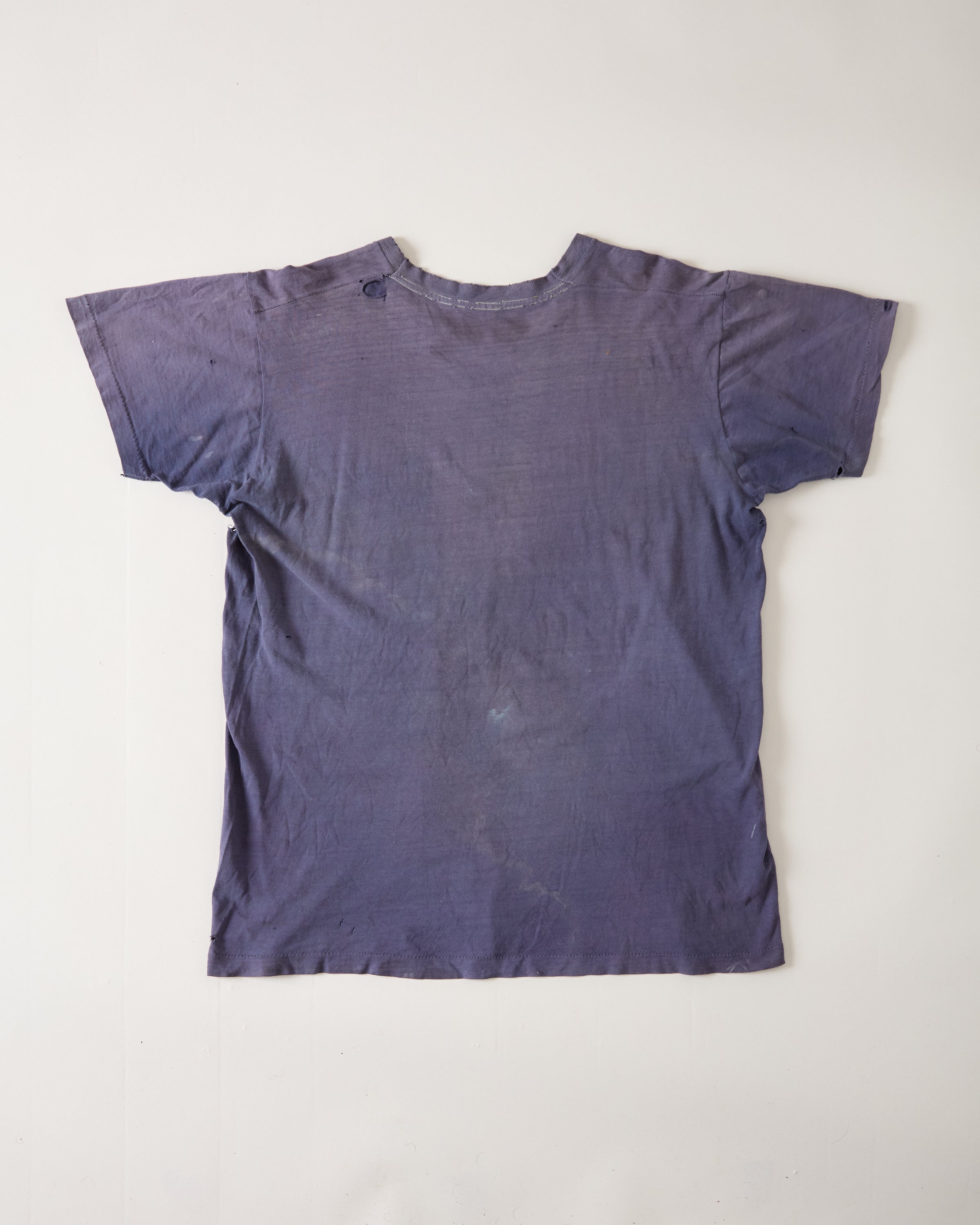 1960s Thrashed ‘Ghost Pocket’ T-Shirt - Faded Eggplant - M/L