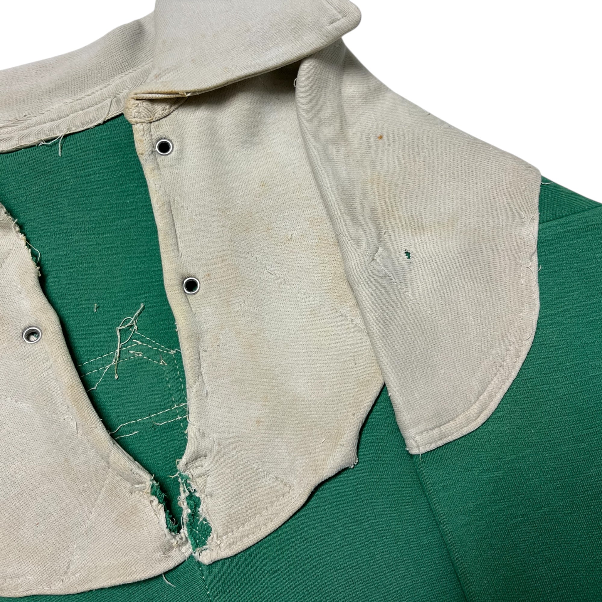 Distressed 1940s French Rugby Shirt - Faded Bottega Green - M/L