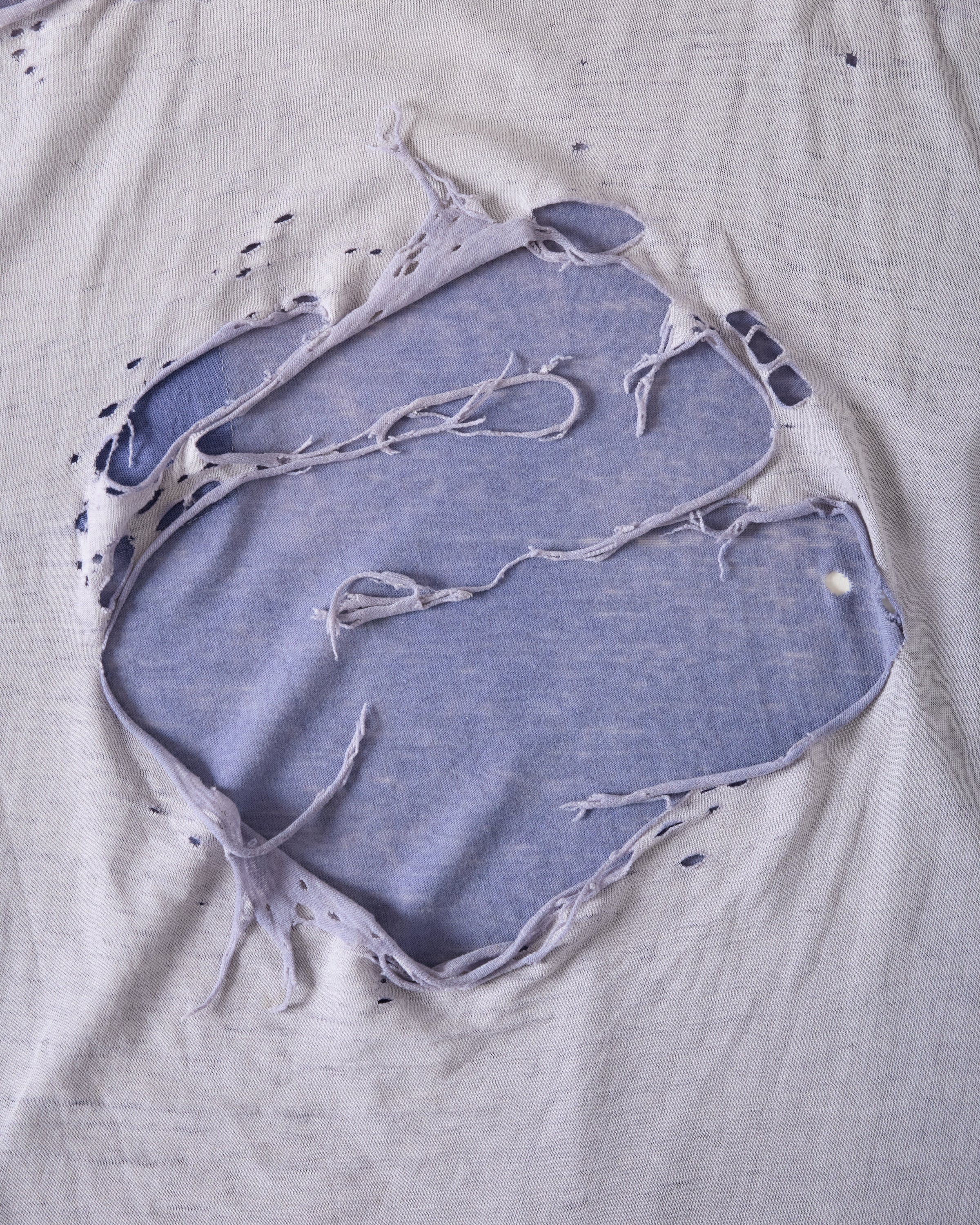 1970s Thrashed-Back Pocket T-Shirt - Faded Periwinkle - M/L