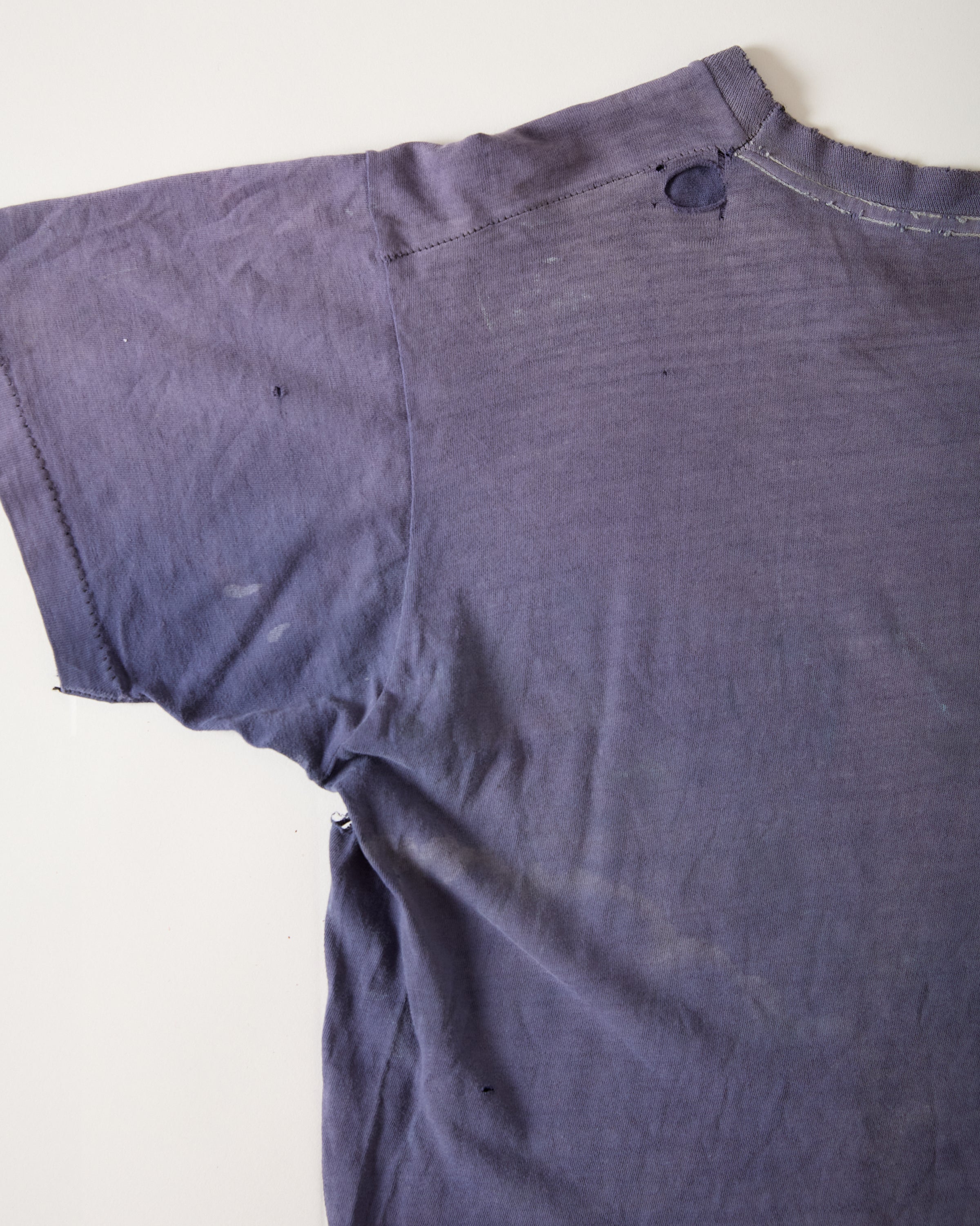1960s Thrashed ‘Ghost Pocket’ T-Shirt - Faded Eggplant - M/L