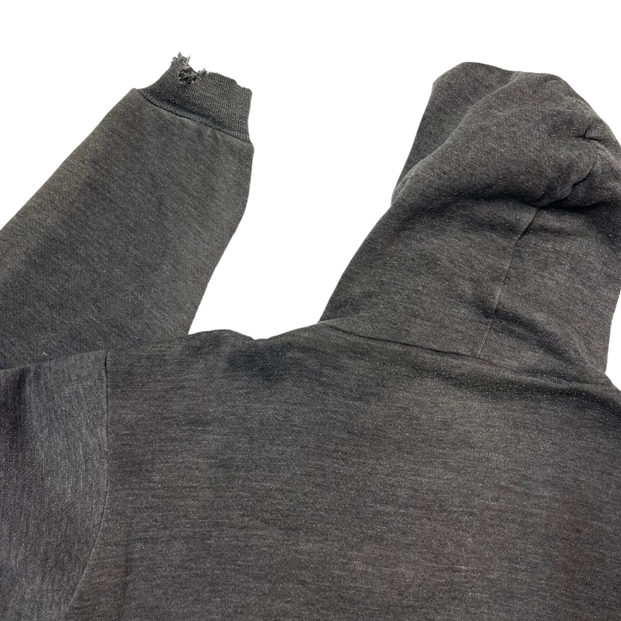 Early 1960s Waffle/Thermal Lined Springfoot Brand Hooded Sweatshirt - Faded Heather Black/Charcoal - M/L