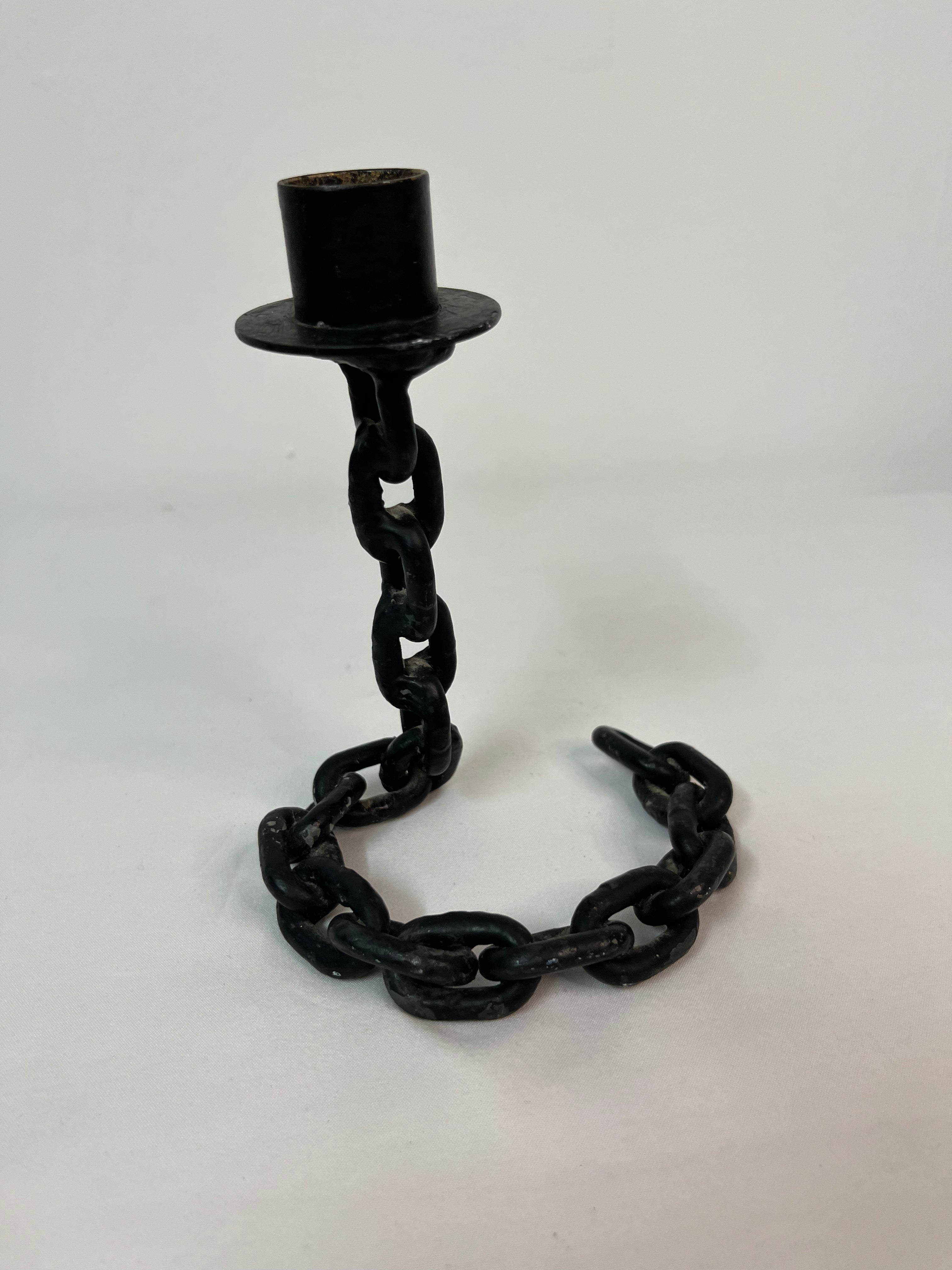Hand Made Folk Art Chain Link Articulated Candle Stick