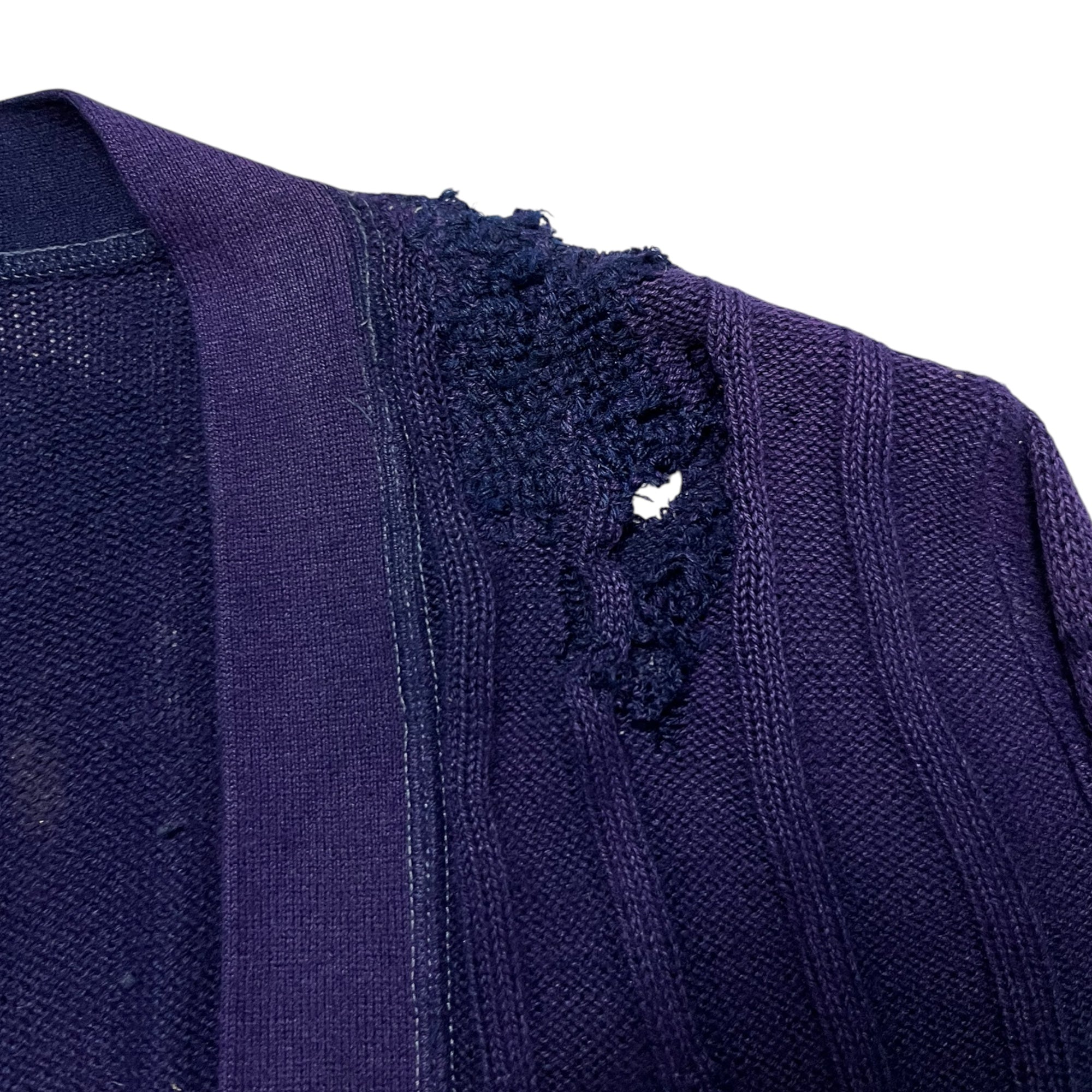 1940s/50s Sun Faded Cardigan With Darned Repairs - Faded Vivid Purple - M