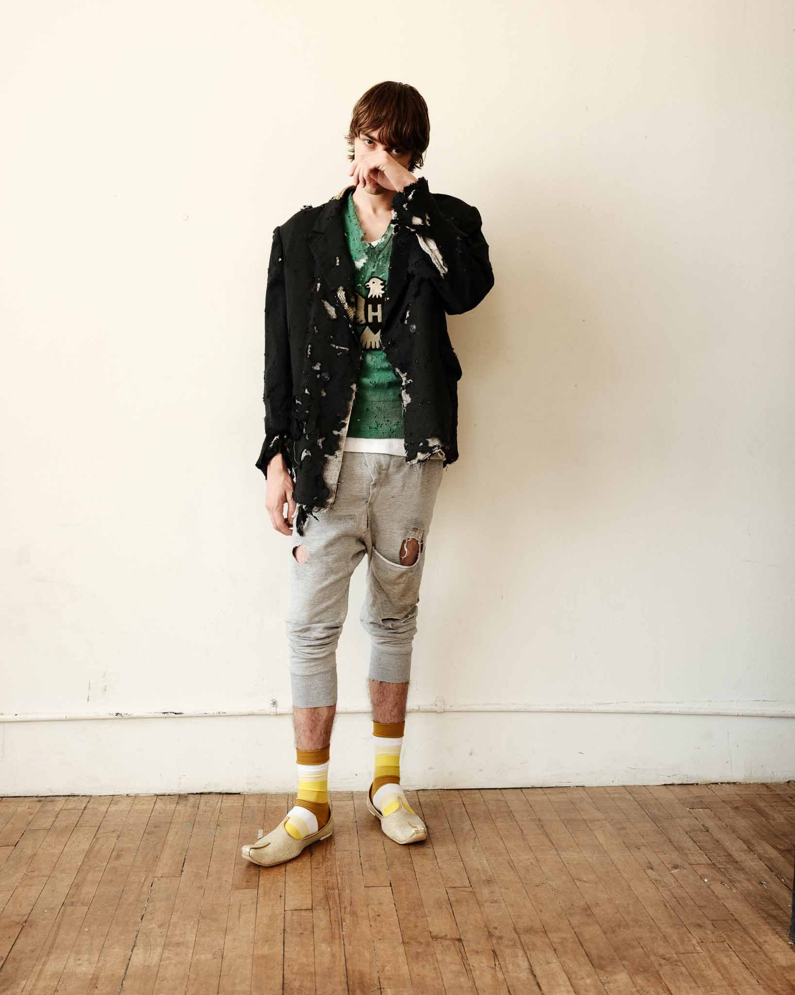 1920/30s Distressed & Patched French Long Johns/Sweat Pants - Heather Grey - 30-32