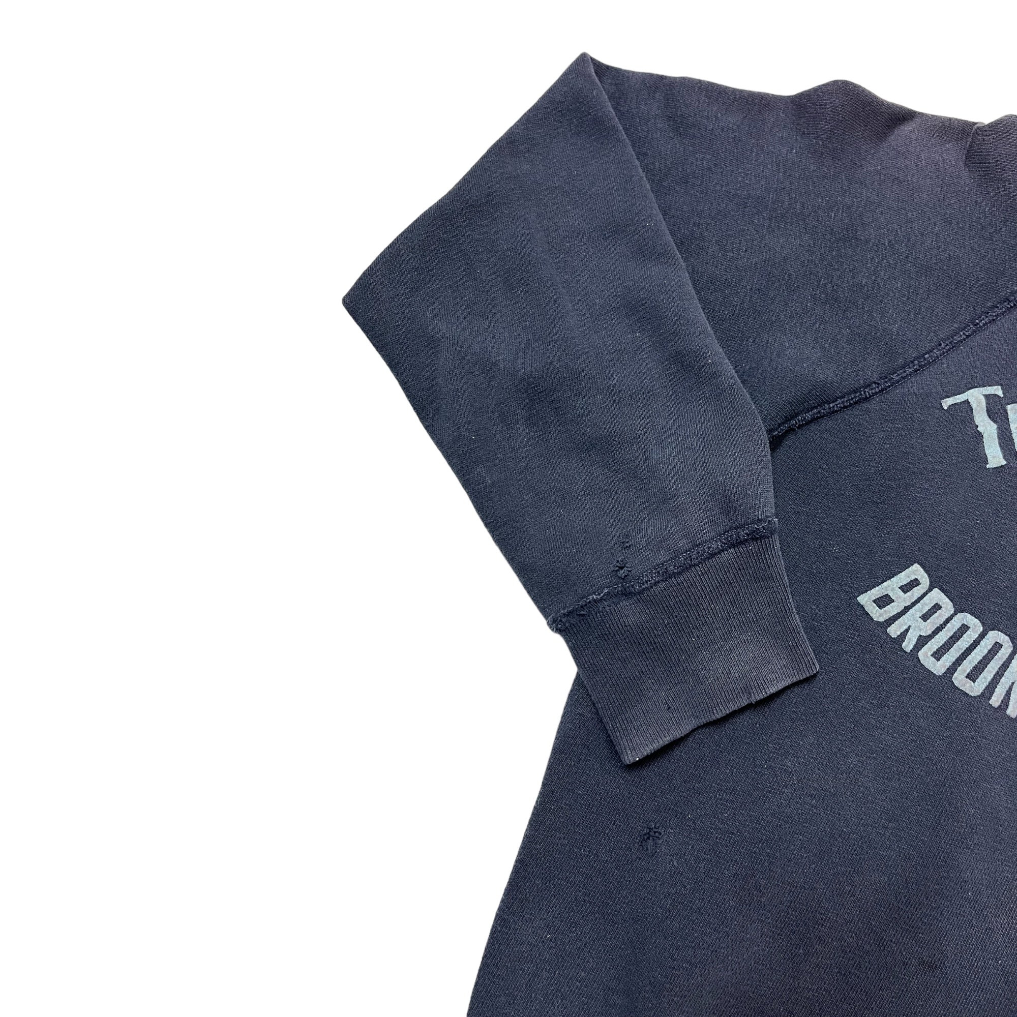 1950s/60s Brooklyn College ‘Tracy House’ Flock Print Crewneck Sweatshirt - Faded Navy - M