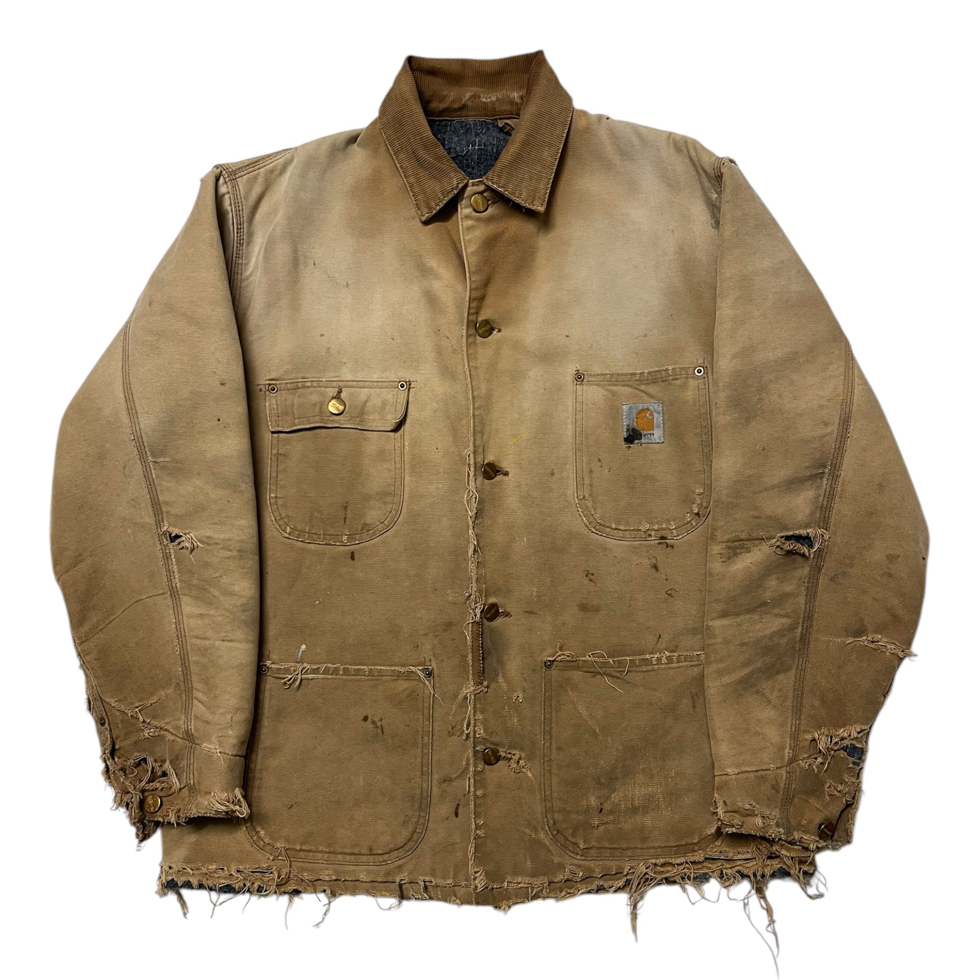 1980s/90s Carhartt Chore Jacket - Faded Duck/Dark Khaki - L