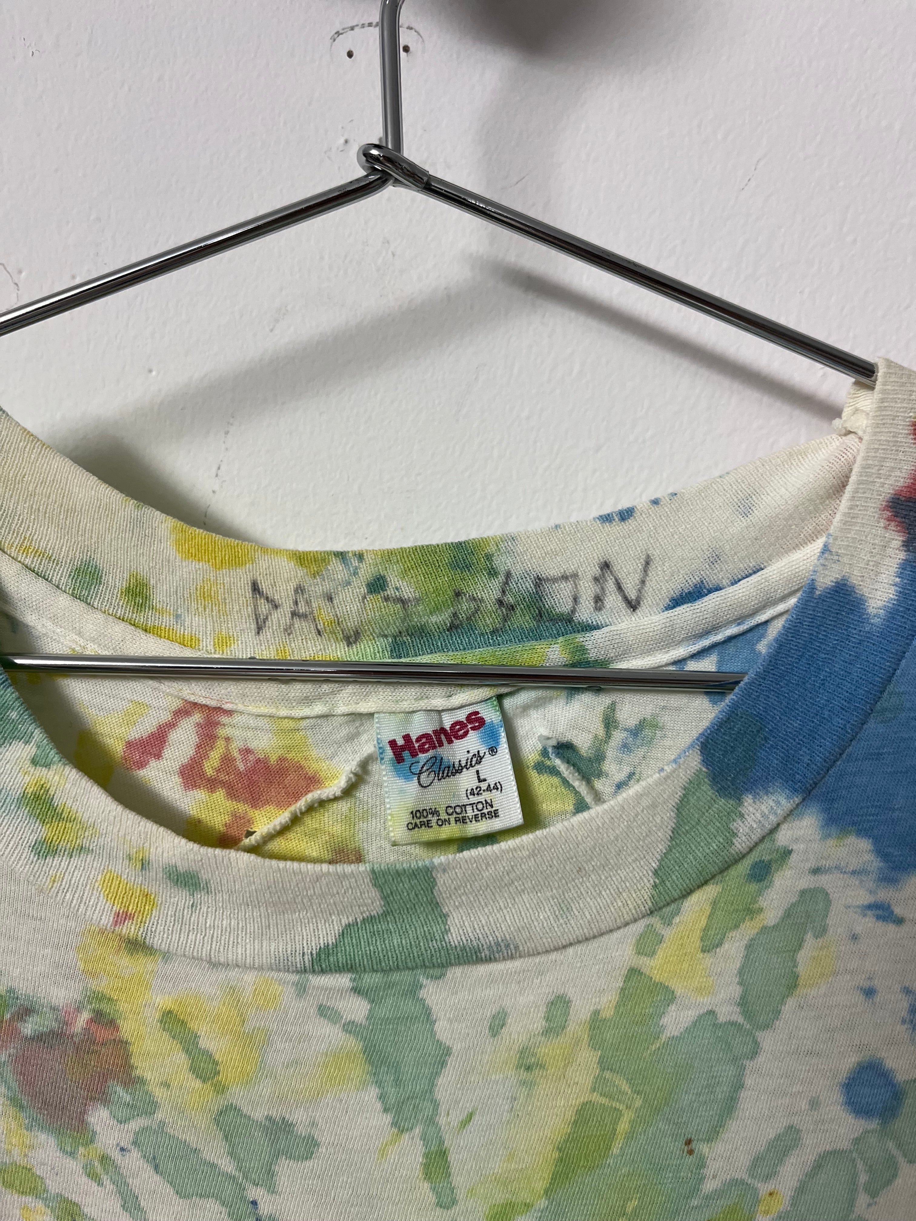 1980s Distressed Tie-Dye Tank - Faded Multicolor - L