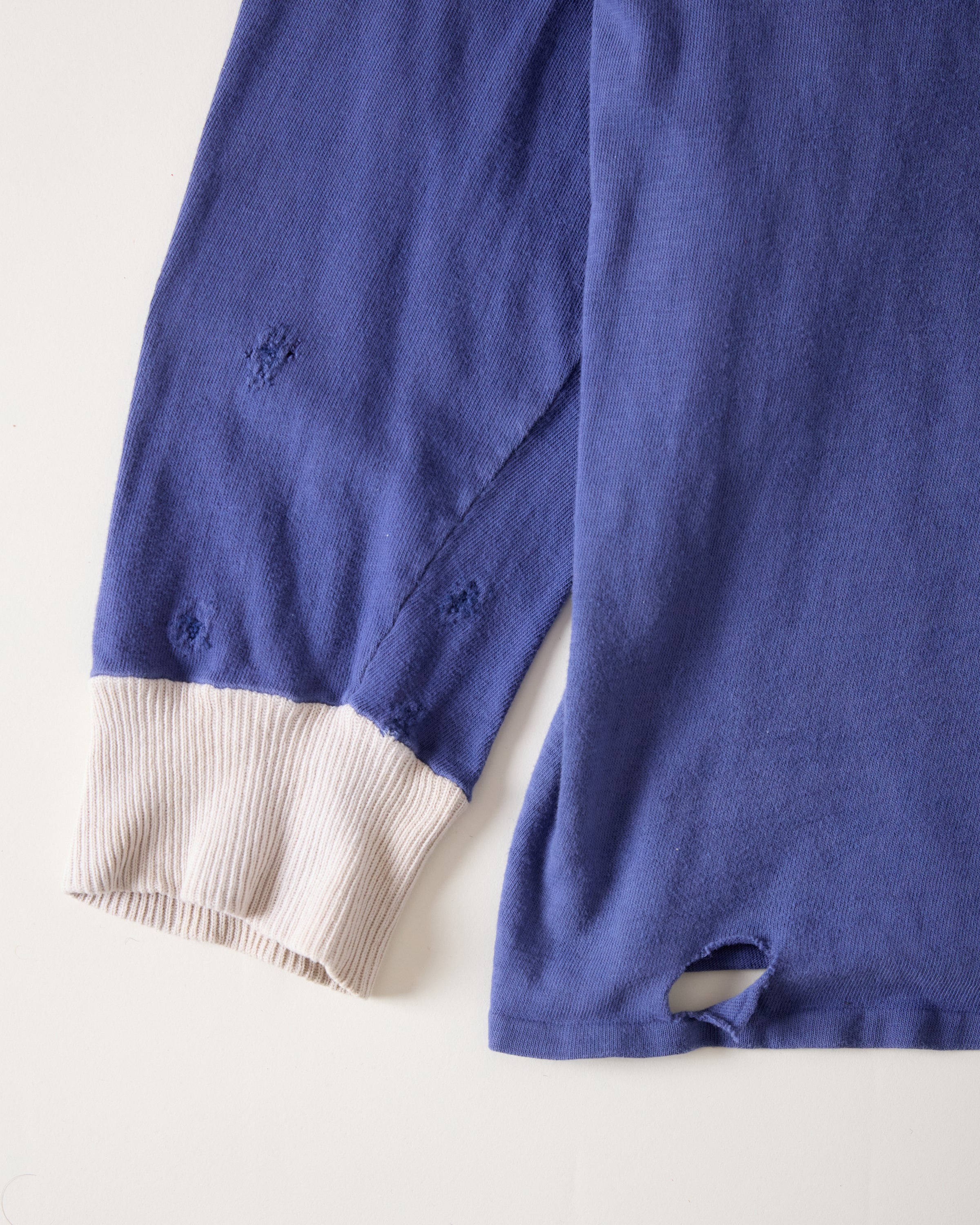 1950/60s French Cotton Longsleeve Shirt/Jersey - Blue/White - XS/S