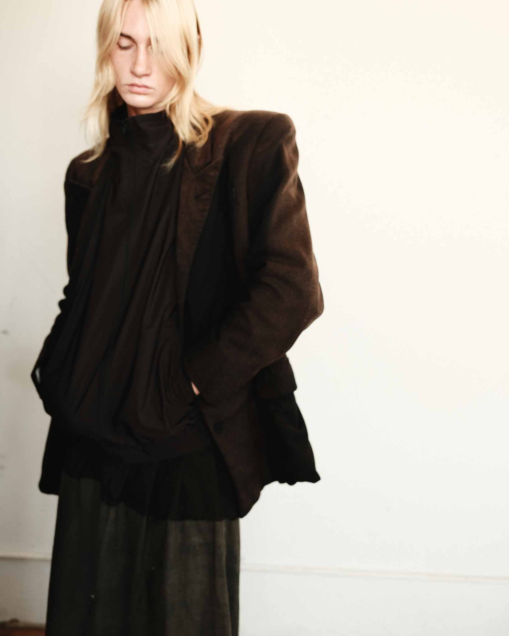 1940s French Double Breasted Suit with Intense Fades - Black/Brown - 40R