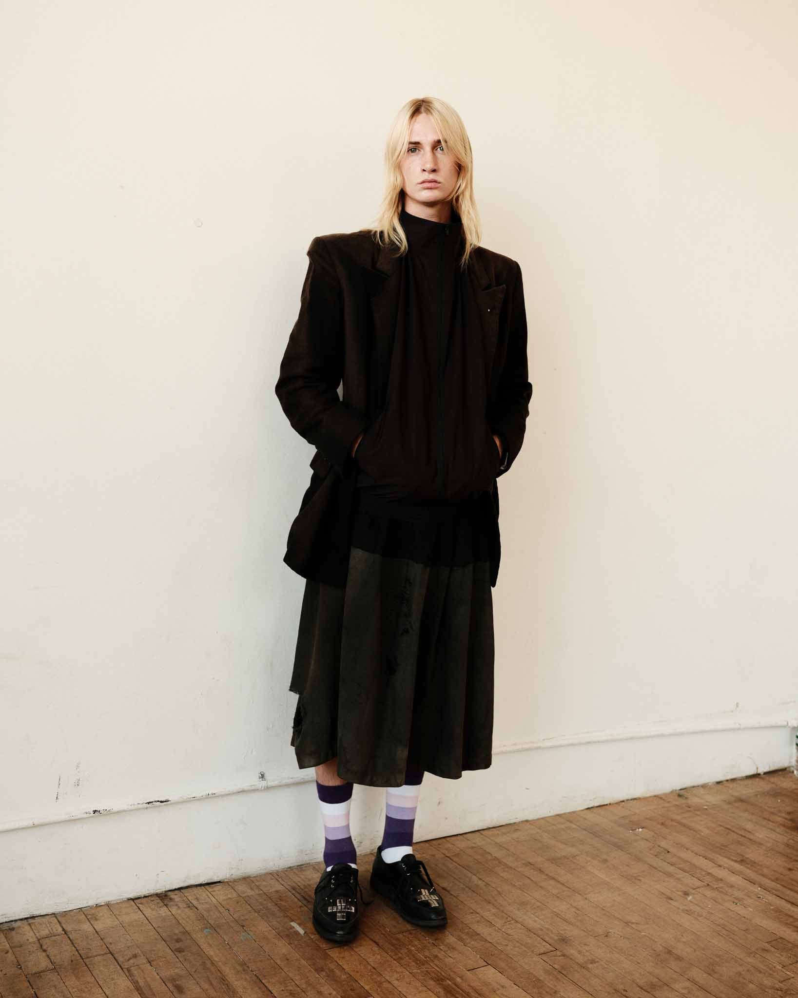 1940s French Double Breasted Suit with Intense Fades - Black/Brown - 40R