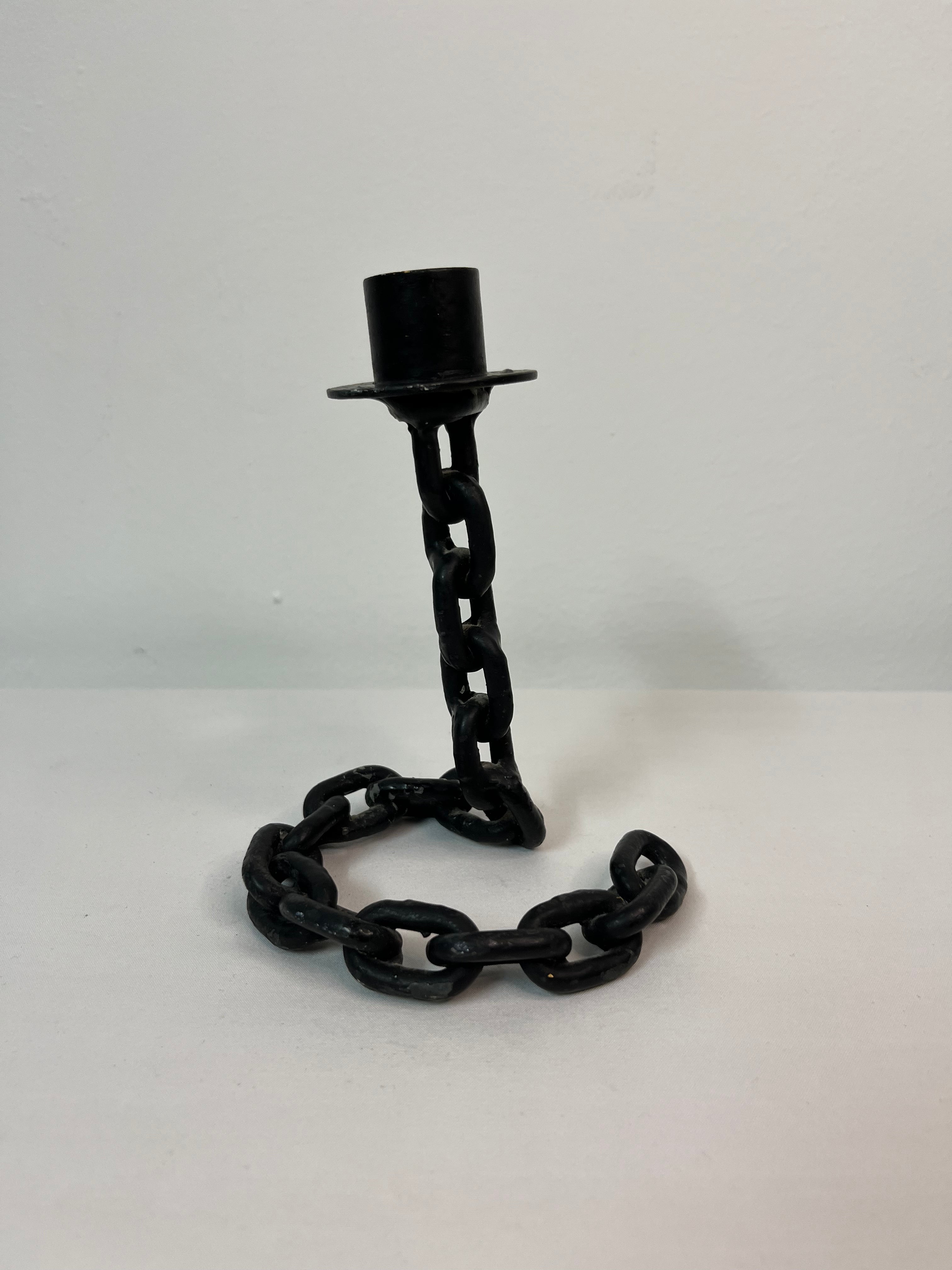 Hand Made Folk Art Chain Link Articulated Candle Stick