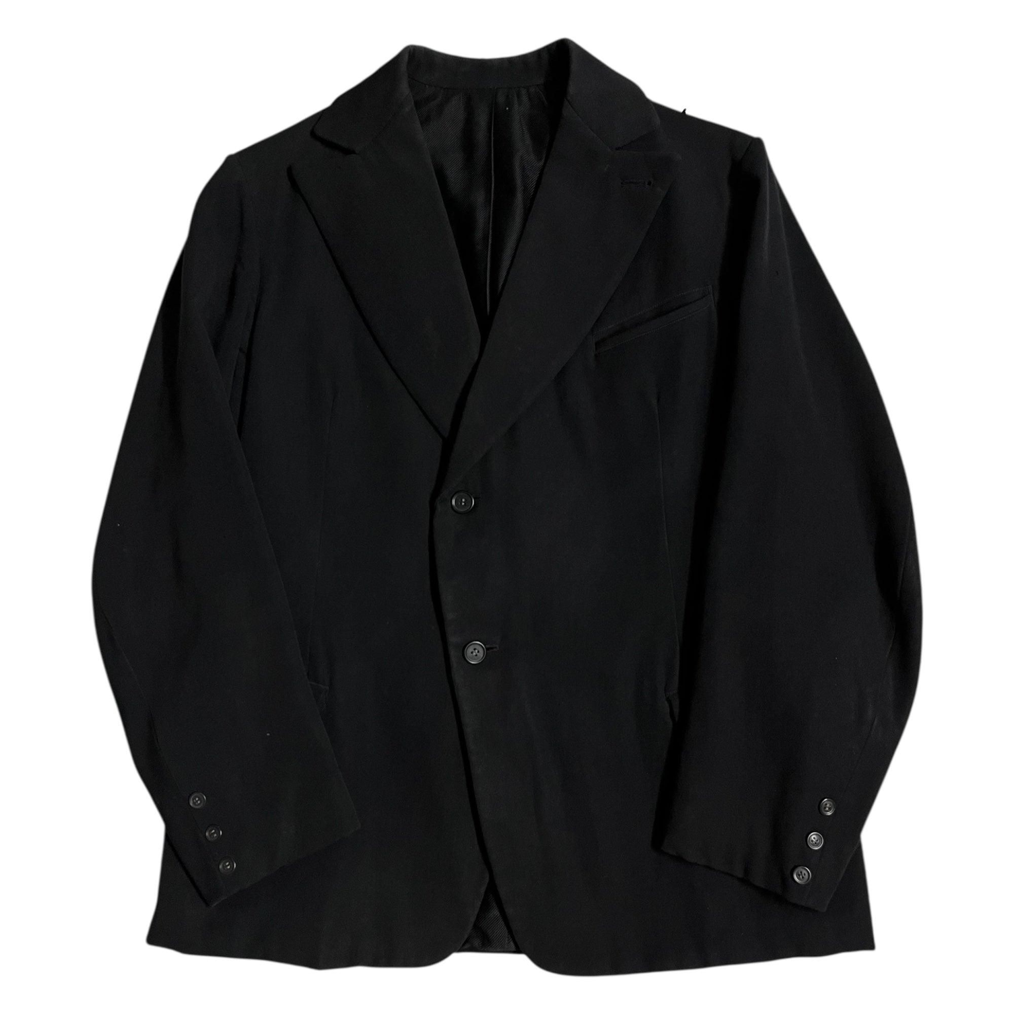 1910s French Wool Gabardine Bespoke Suit (Jacket & Trousers) - Black - M/L