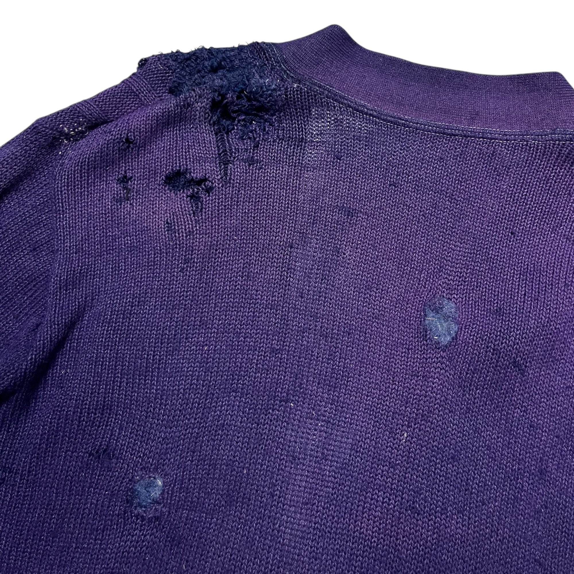 1940s/50s Sun Faded Cardigan With Darned Repairs - Faded Vivid Purple - M