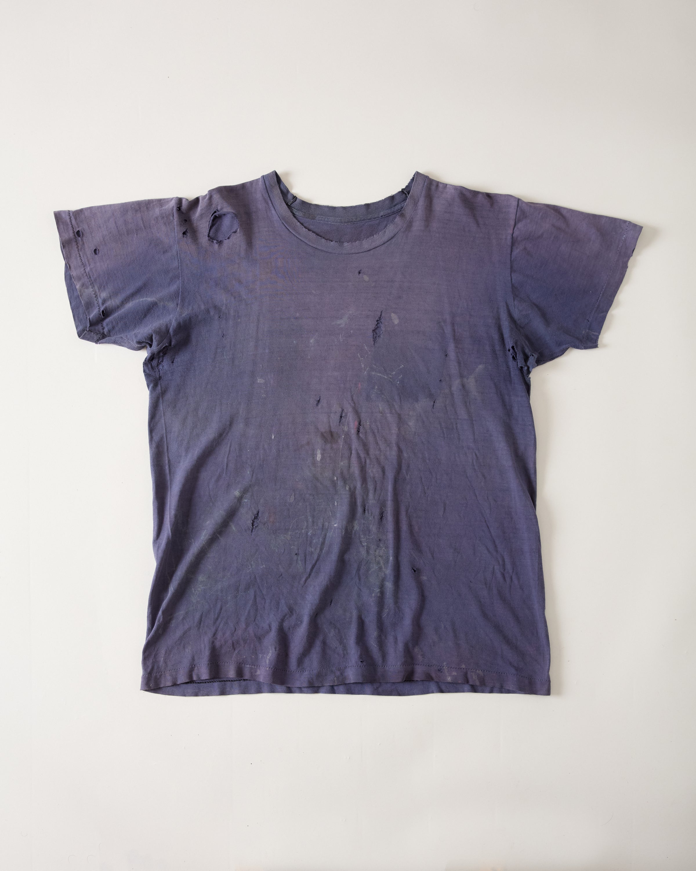 1960s Thrashed ‘Ghost Pocket’ T-Shirt - Faded Eggplant - M/L