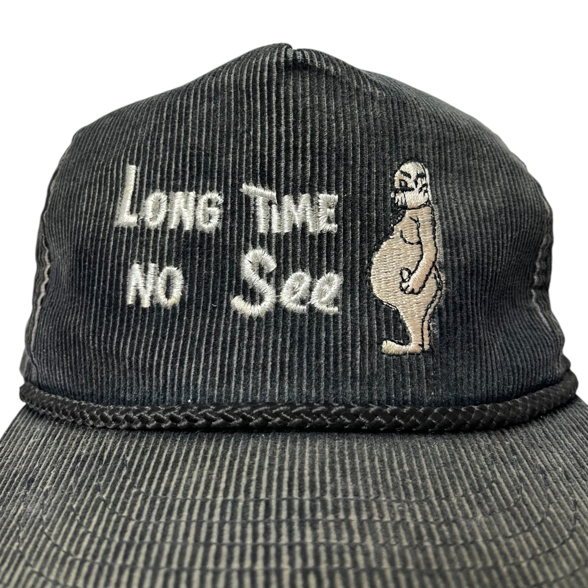 1980s ‘Long Time No See’ Corduroy Trucker Hat - Faded Black/Charcoal - One Size Fits All