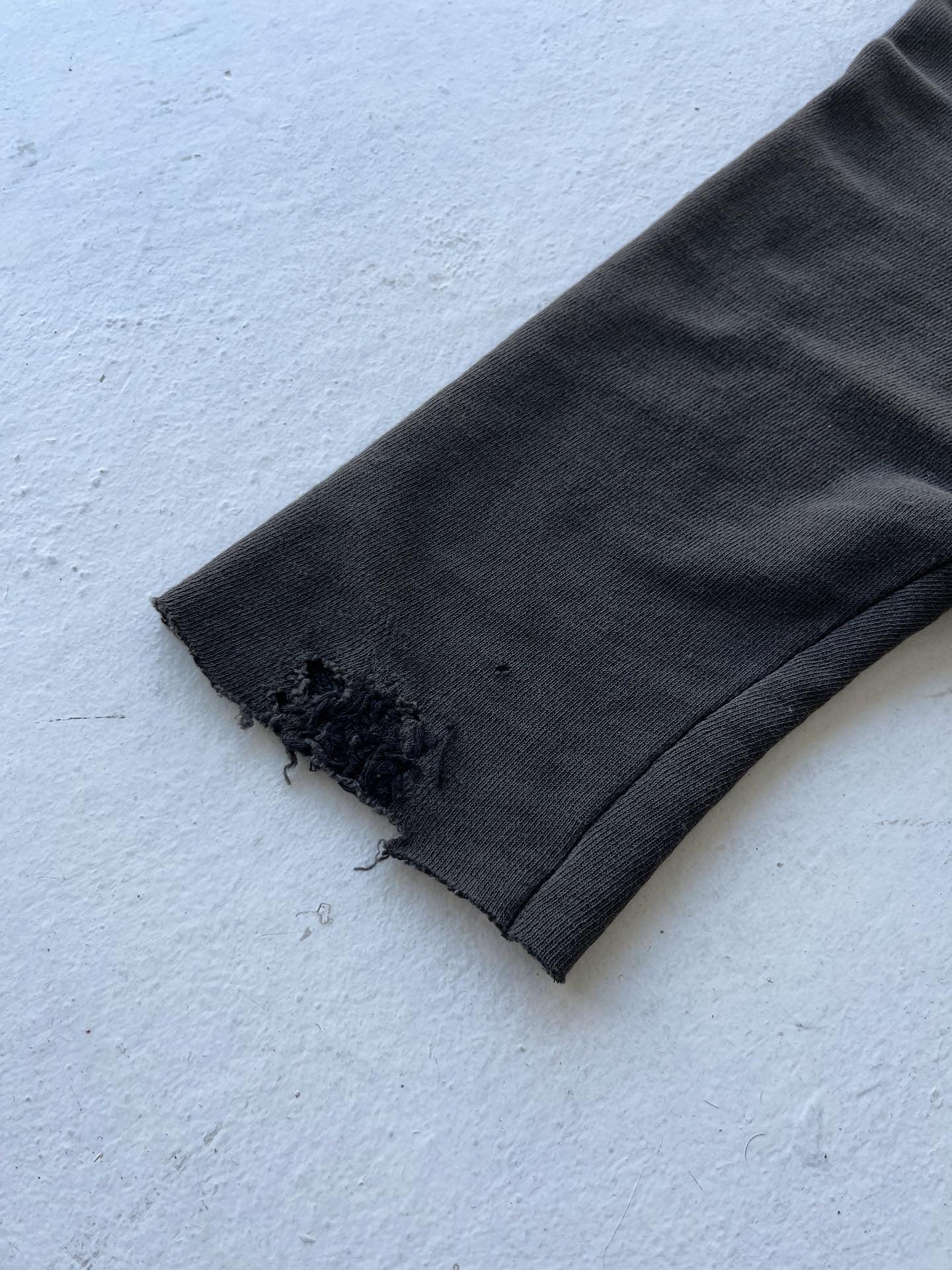 1960s Distressed Cutoff Crewneck Sweatshirt - Faded Black - M/L