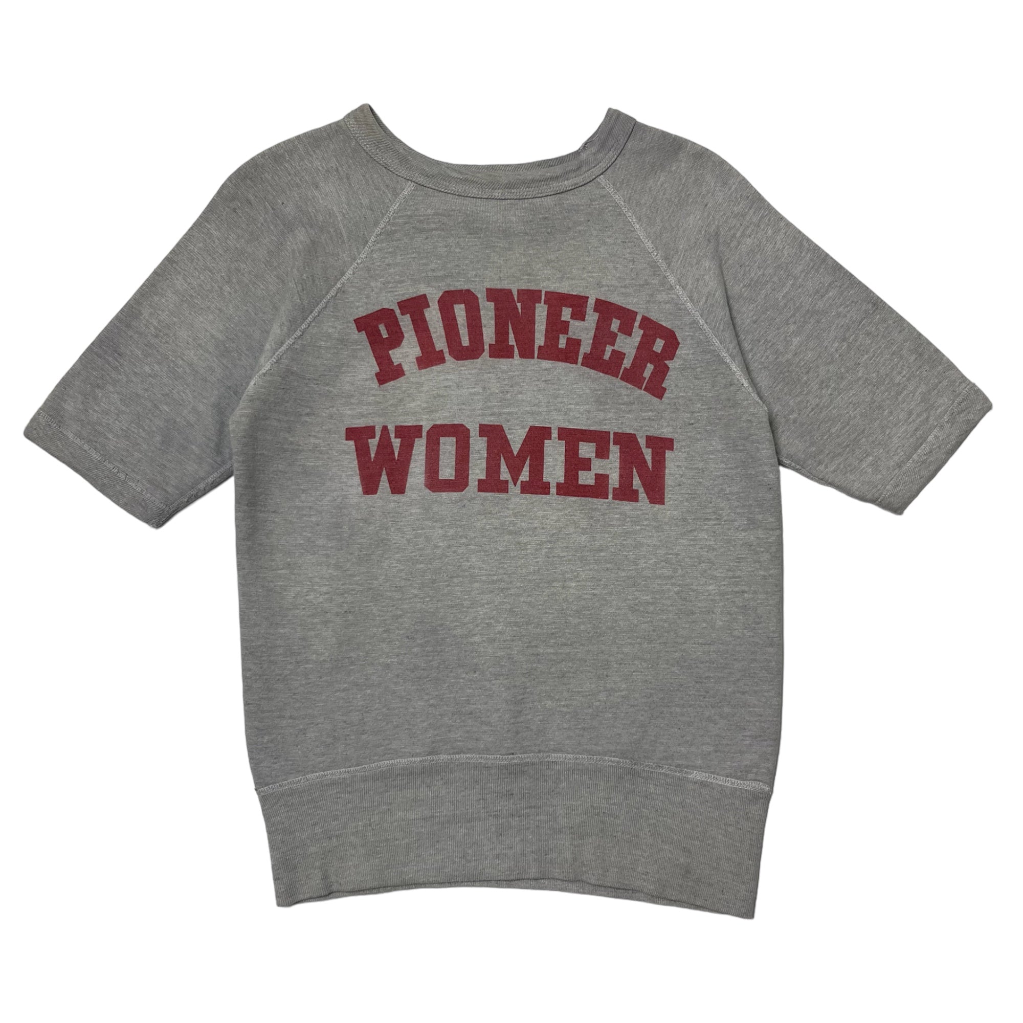 1950s/60s ‘Pioneer Women’ Shortsleeved Crewneck Sweatshirt - Heather Grey/Crimson - M