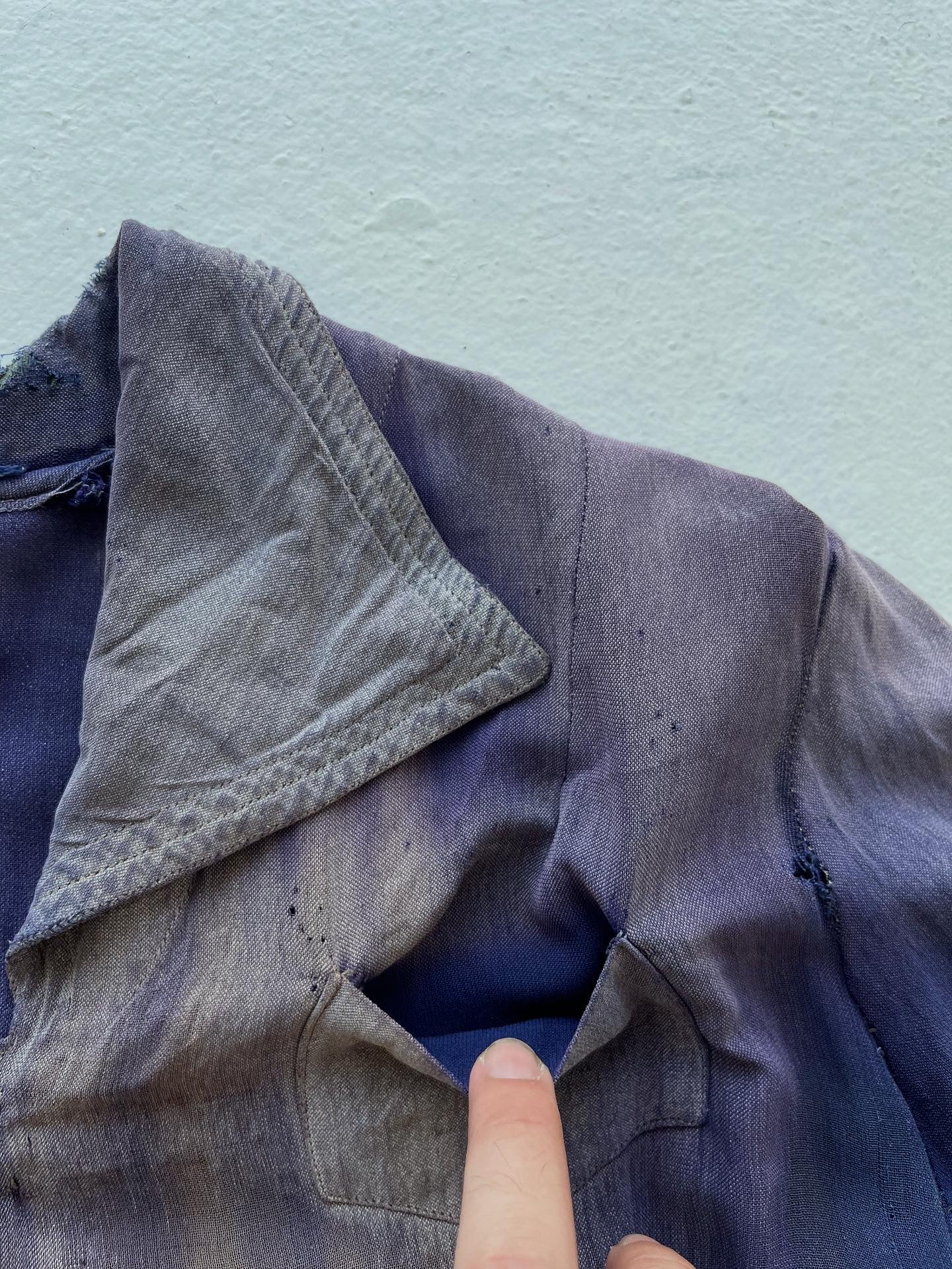 1930s Sun Faded, Thrashed & Repaired Cotton-Linen Farm Dress - Faded Purple - One Size