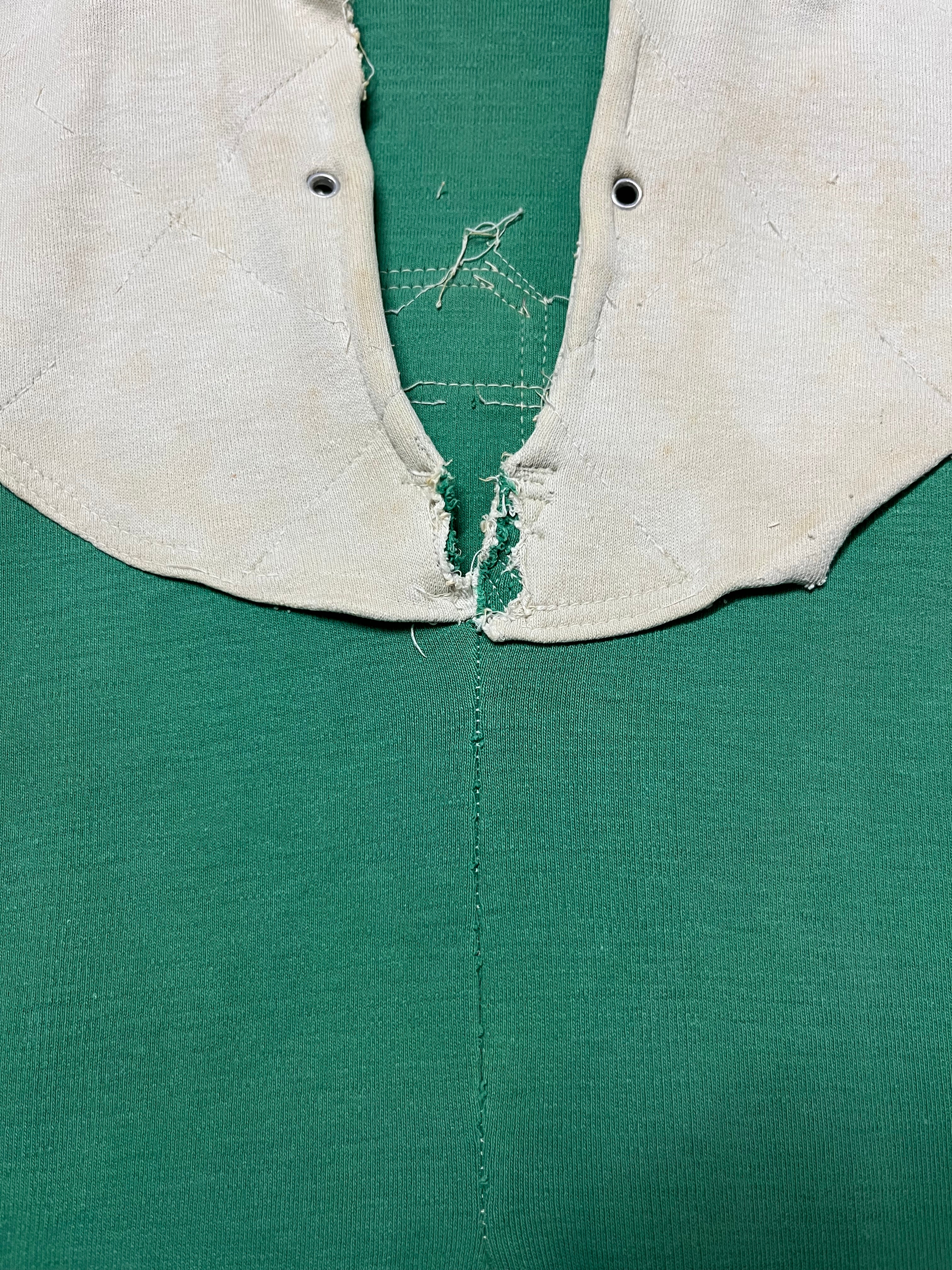 Distressed 1940s French Rugby Shirt - Faded Bottega Green - M/L