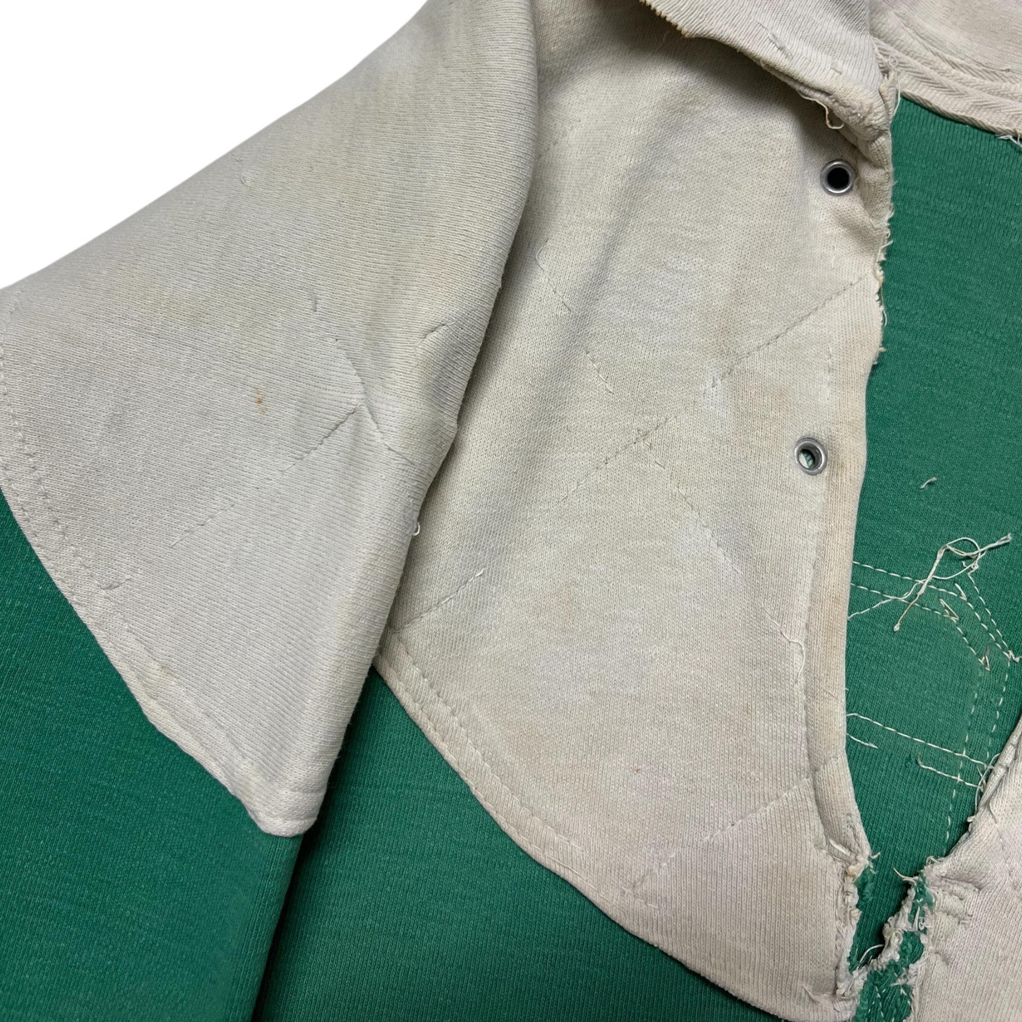 Distressed 1940s French Rugby Shirt - Faded Bottega Green - M/L