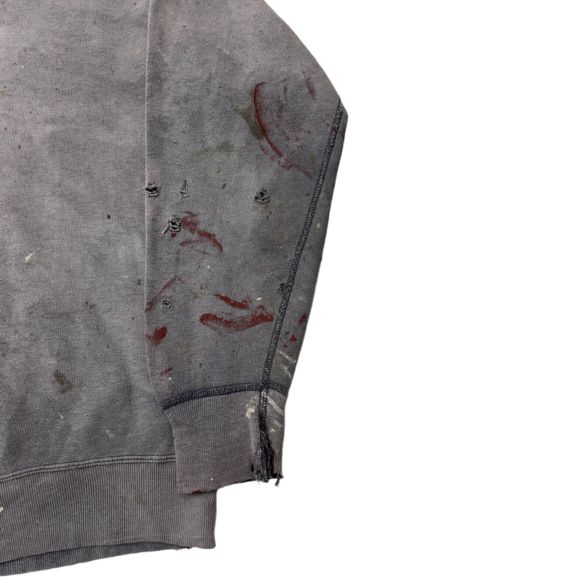 1950s Distressed Painter Crewneck Sweatshirt - Faded Black - M/L