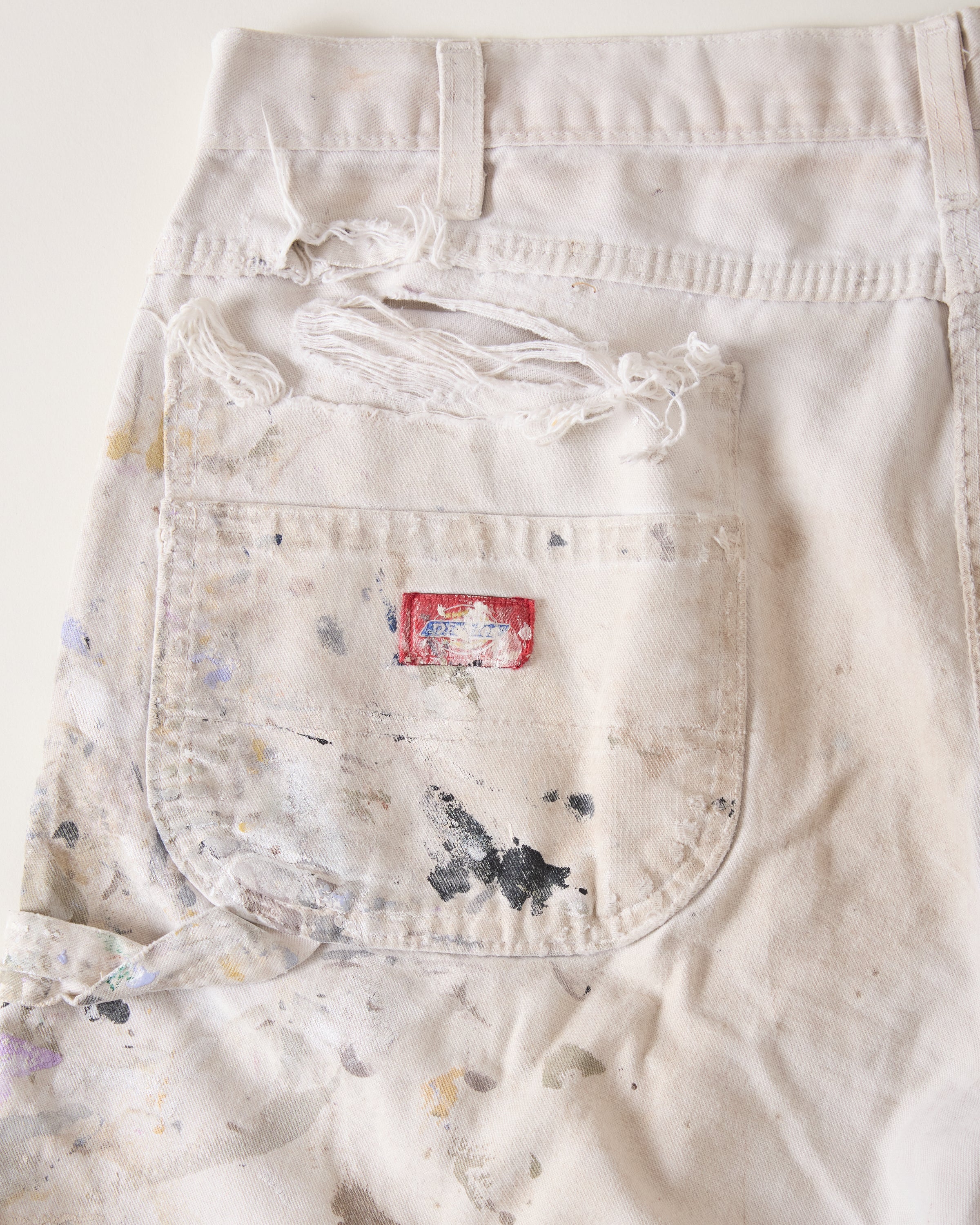 ‘90s Distressed Dickies Painter Shorts - White/Multicolor - 38”