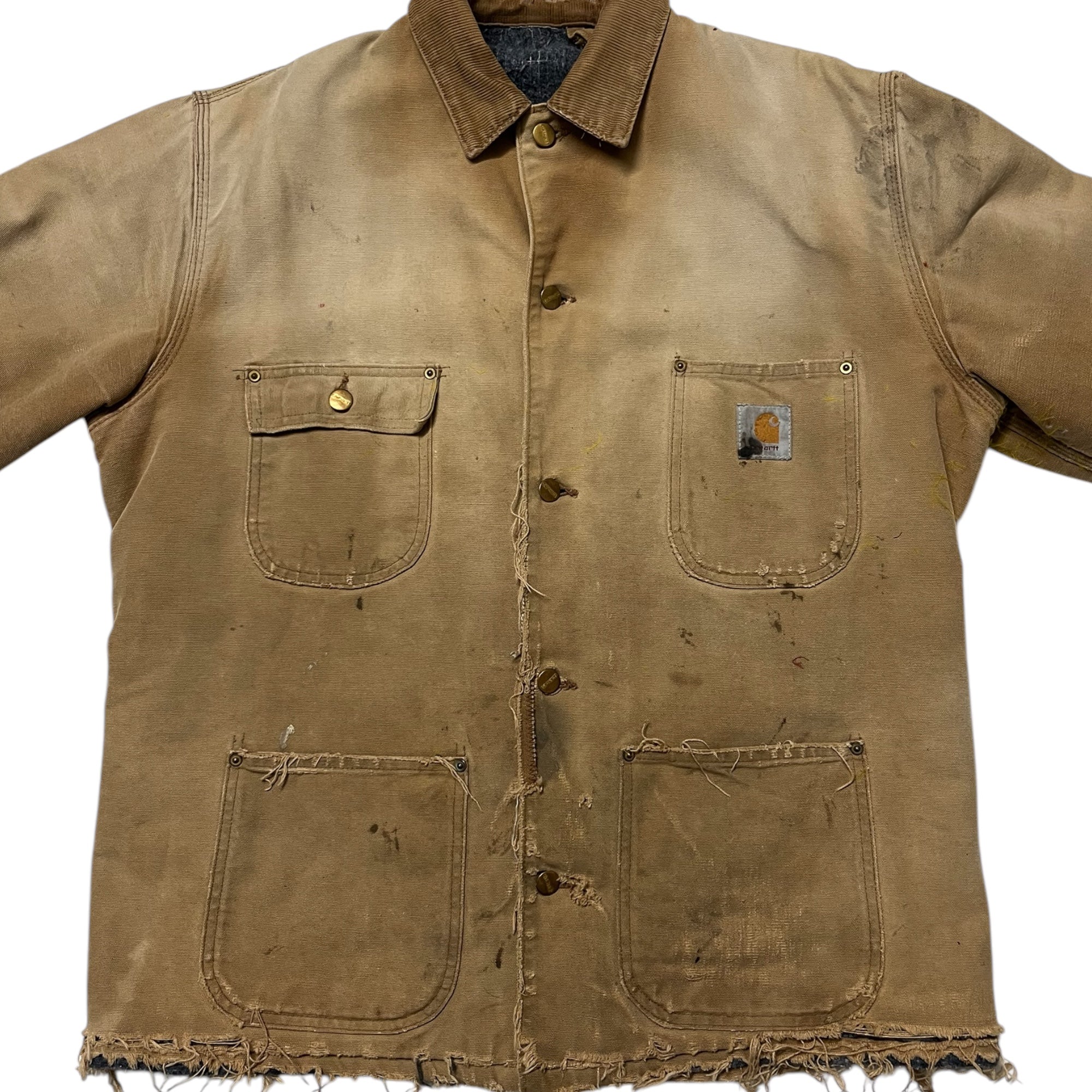 1980s/90s Carhartt Chore Jacket - Faded Duck/Dark Khaki - L