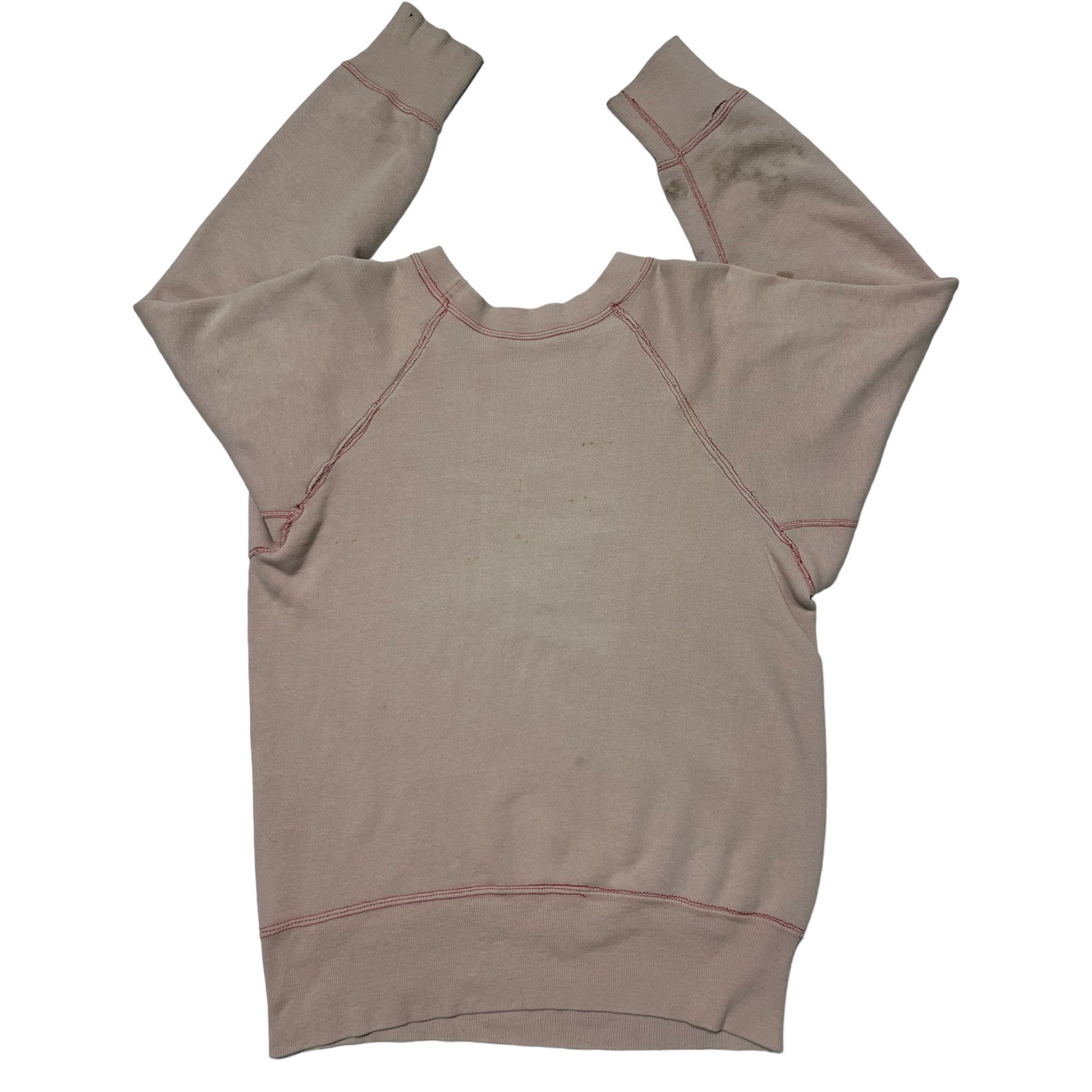 1960s Flock Print Stanford Collegiate Sweatshirt - Faded Pink - M/L