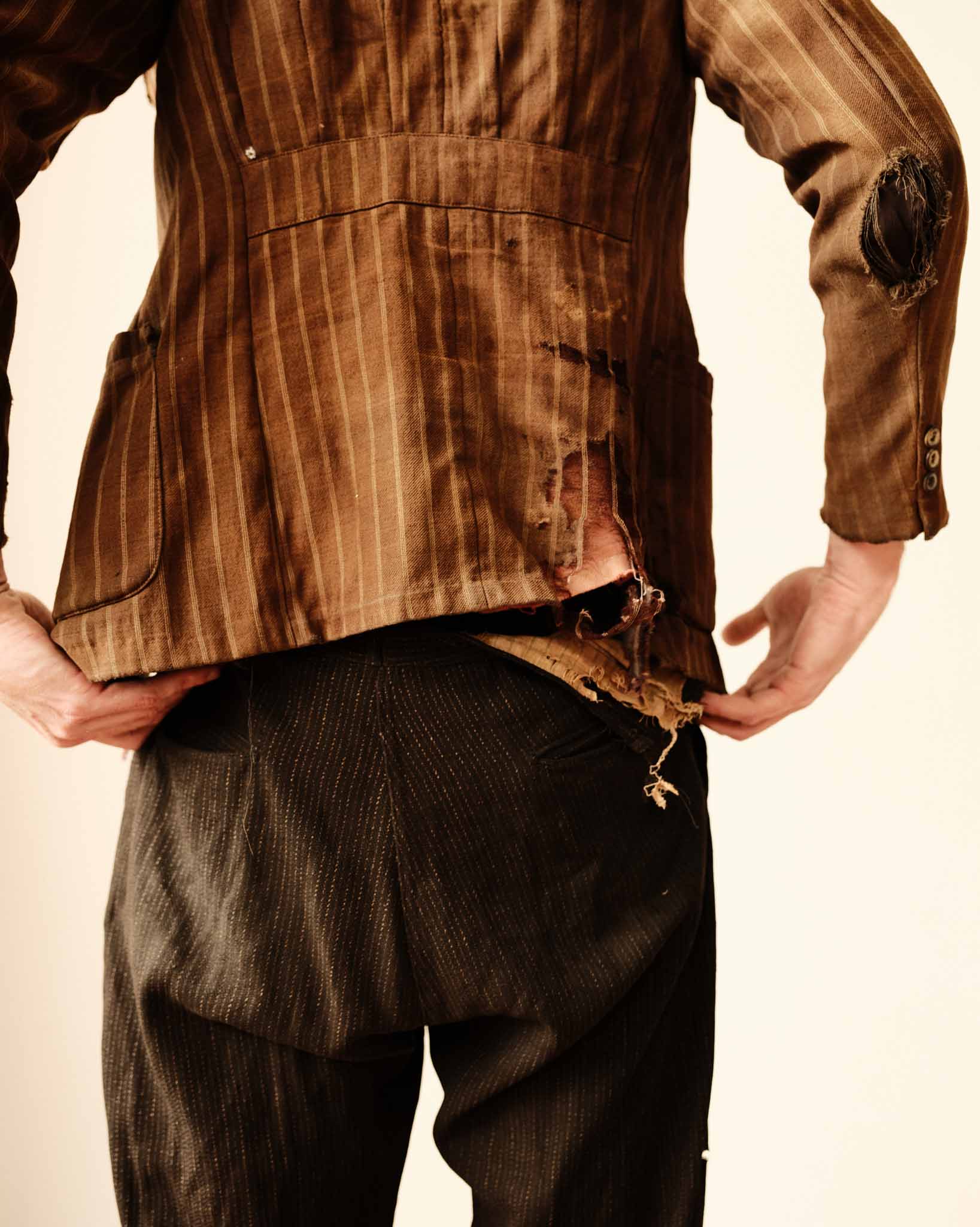 1910/20s American Thrashed Suit Jacket - Golden Brown - 36S