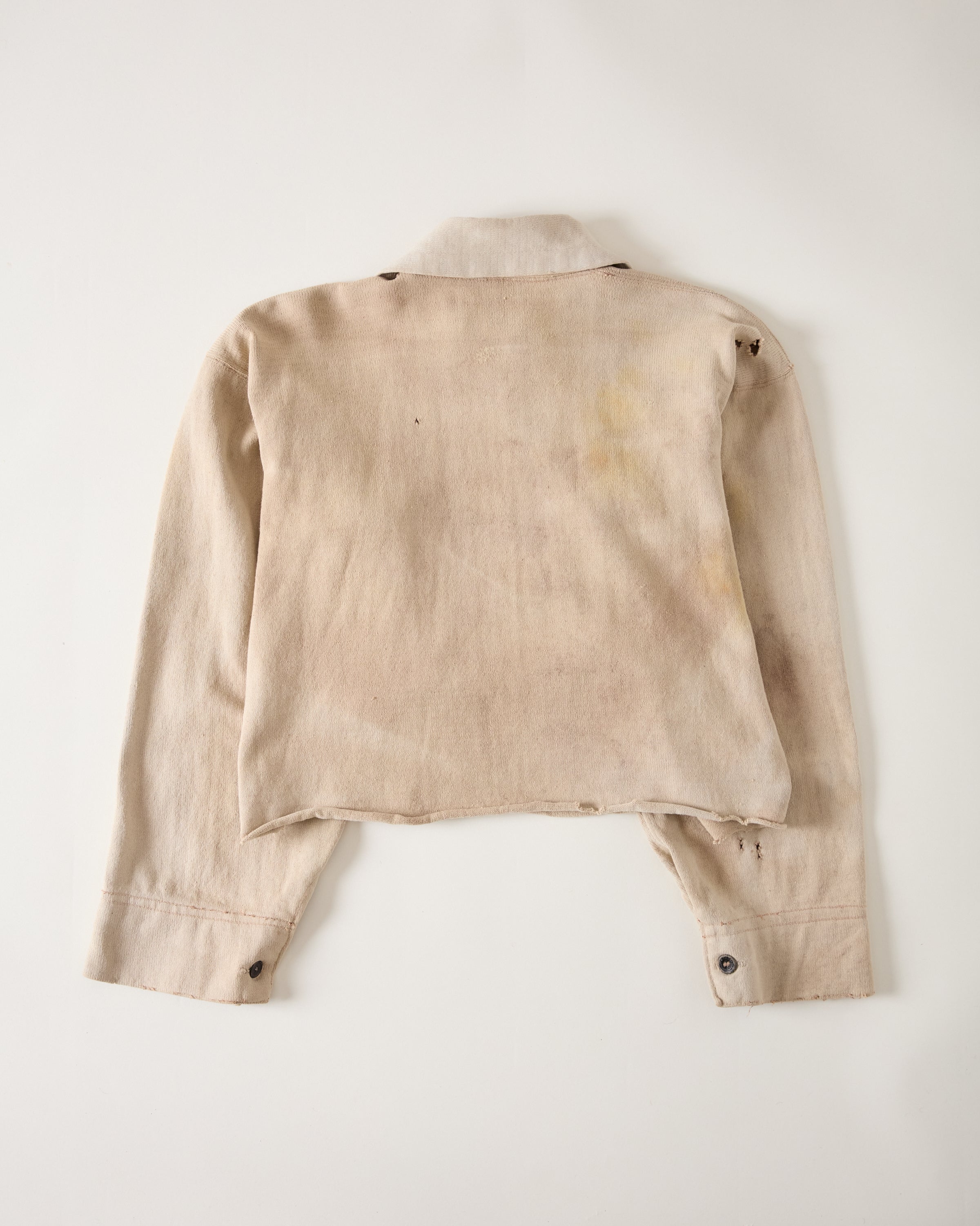 1890s Cropped Winter Work Shirt - Aged Eccru/Tan - S/M