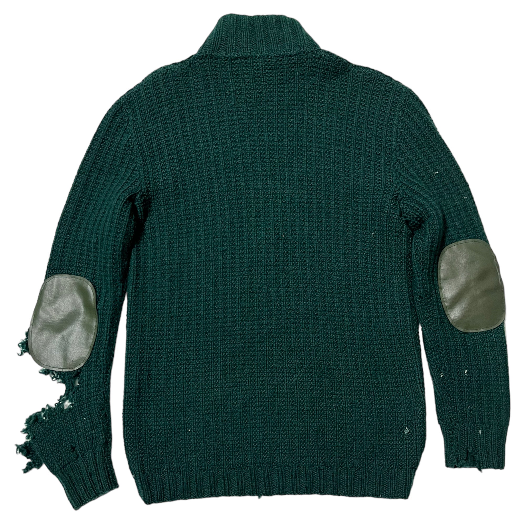 1940s Distressed French Knit Sweater - Forest Green - S/M