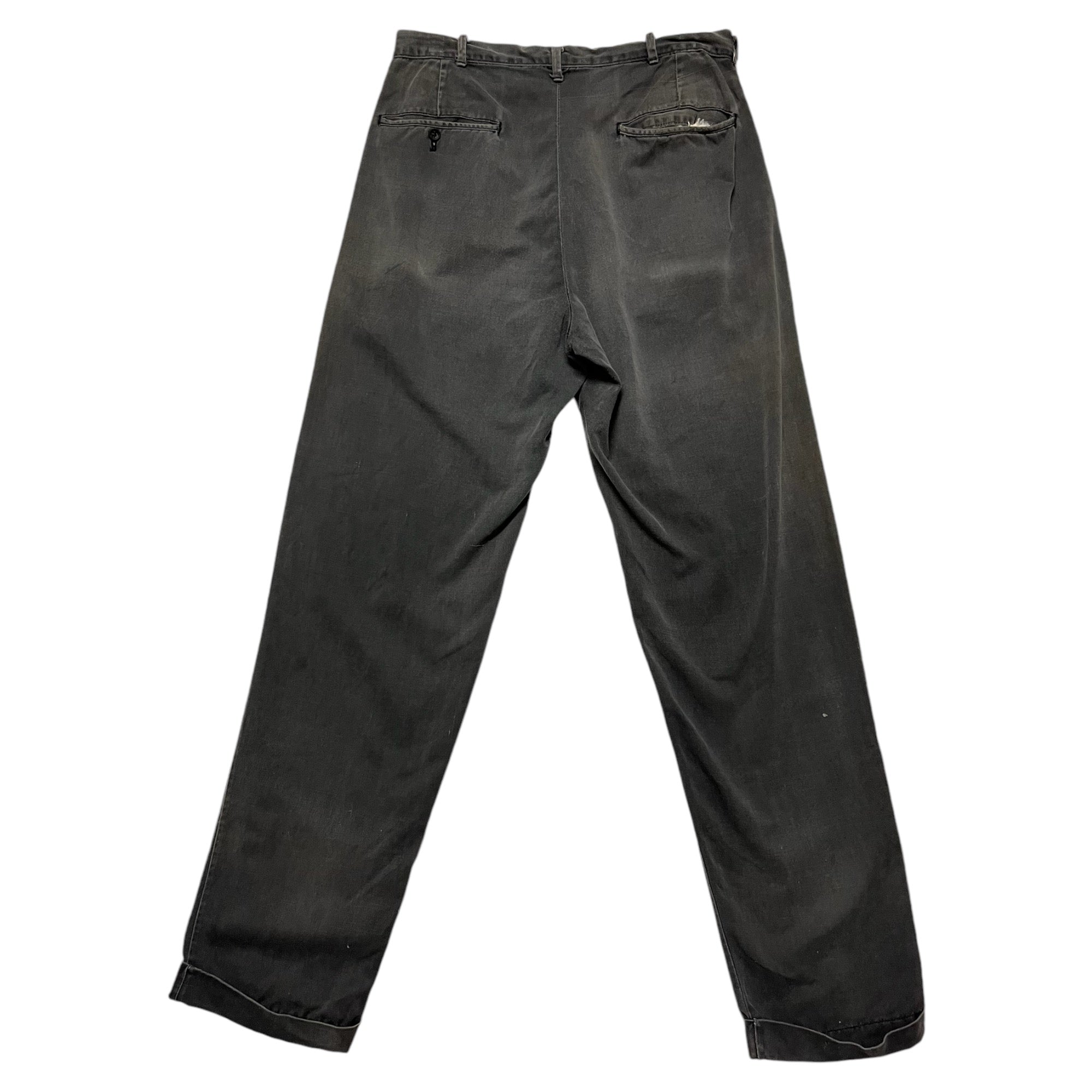 1950s Distressed Work Trousers - Faded Black - 28x30