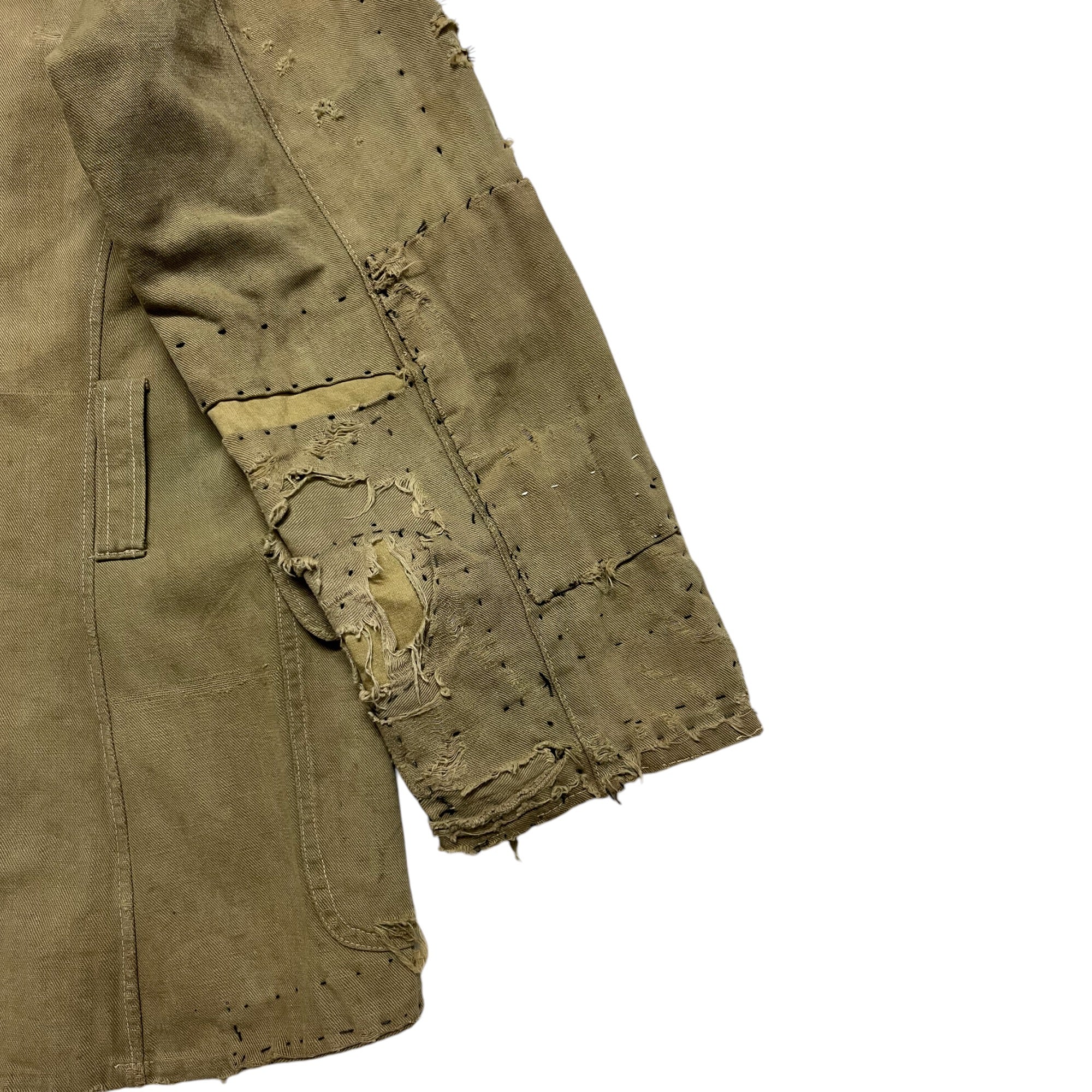 1940s Distressed & Repaired Military Bush Jacket - Khaki/Light Drab - S