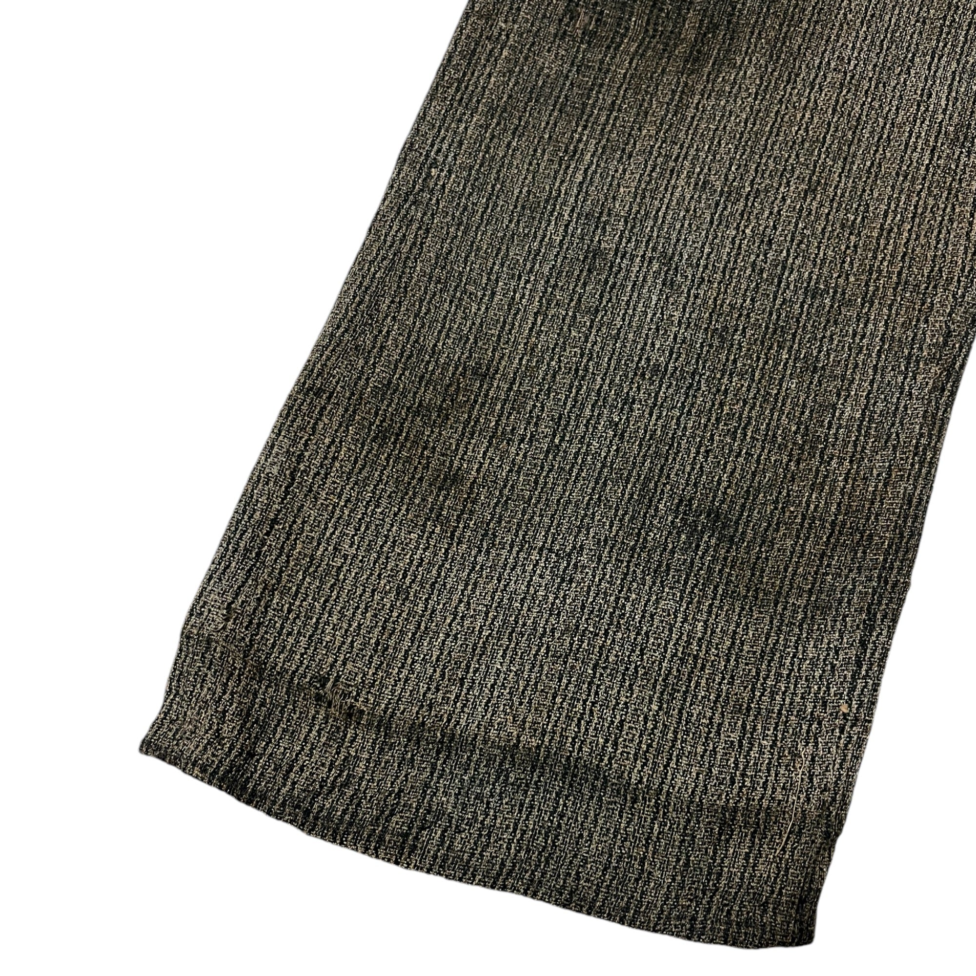 1900s/10s Distressed & Repaired Wool Trousers - Grey/Green -