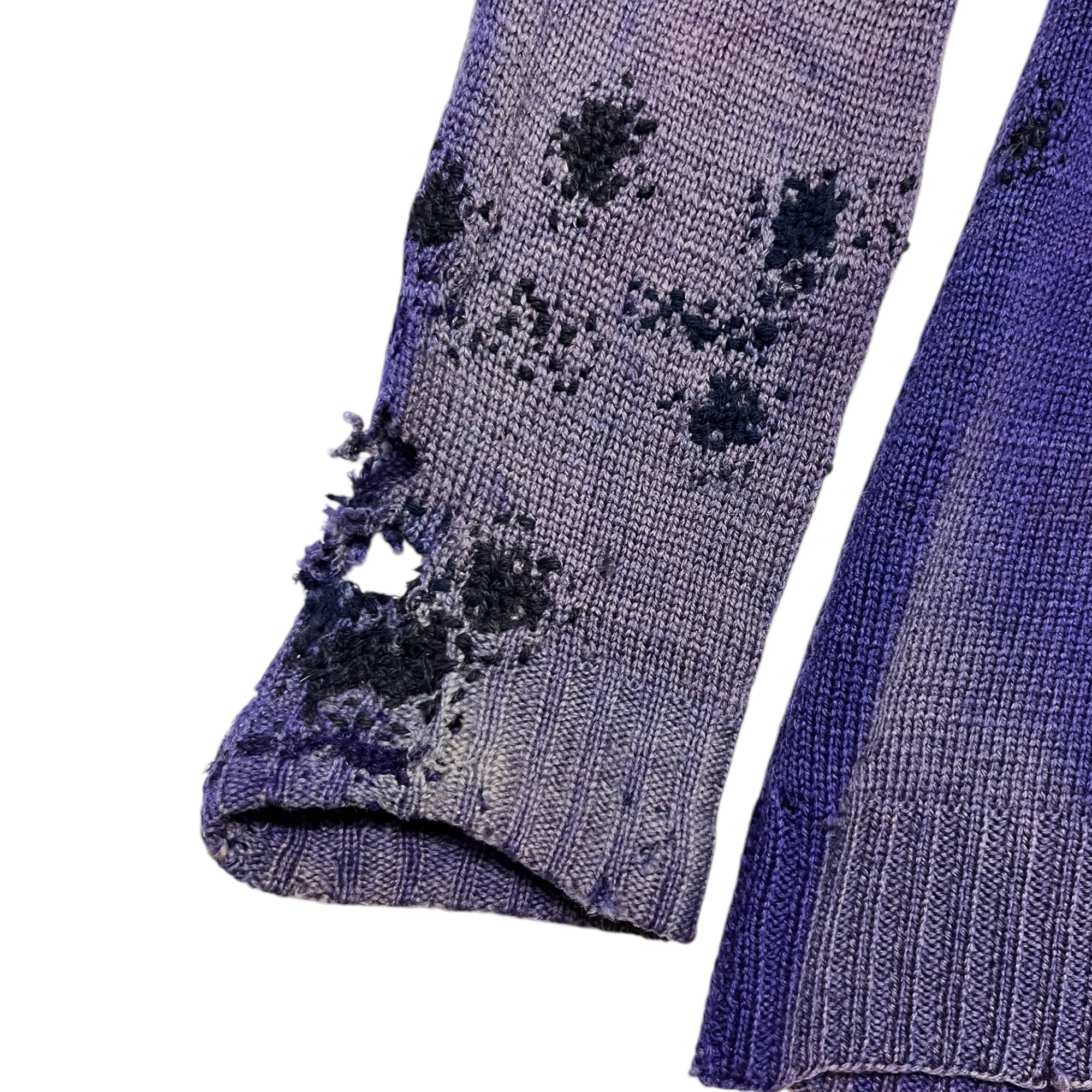 1930s Sun Drenched French Collared Knit With Extensive Repairs - Bluish Purple - S