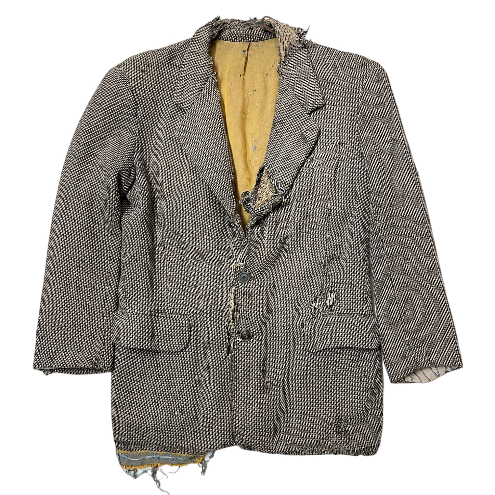 1920s Distressed French Tweed ‘Peasant’ Jacket - Tan/Brown/Gold - XS/S