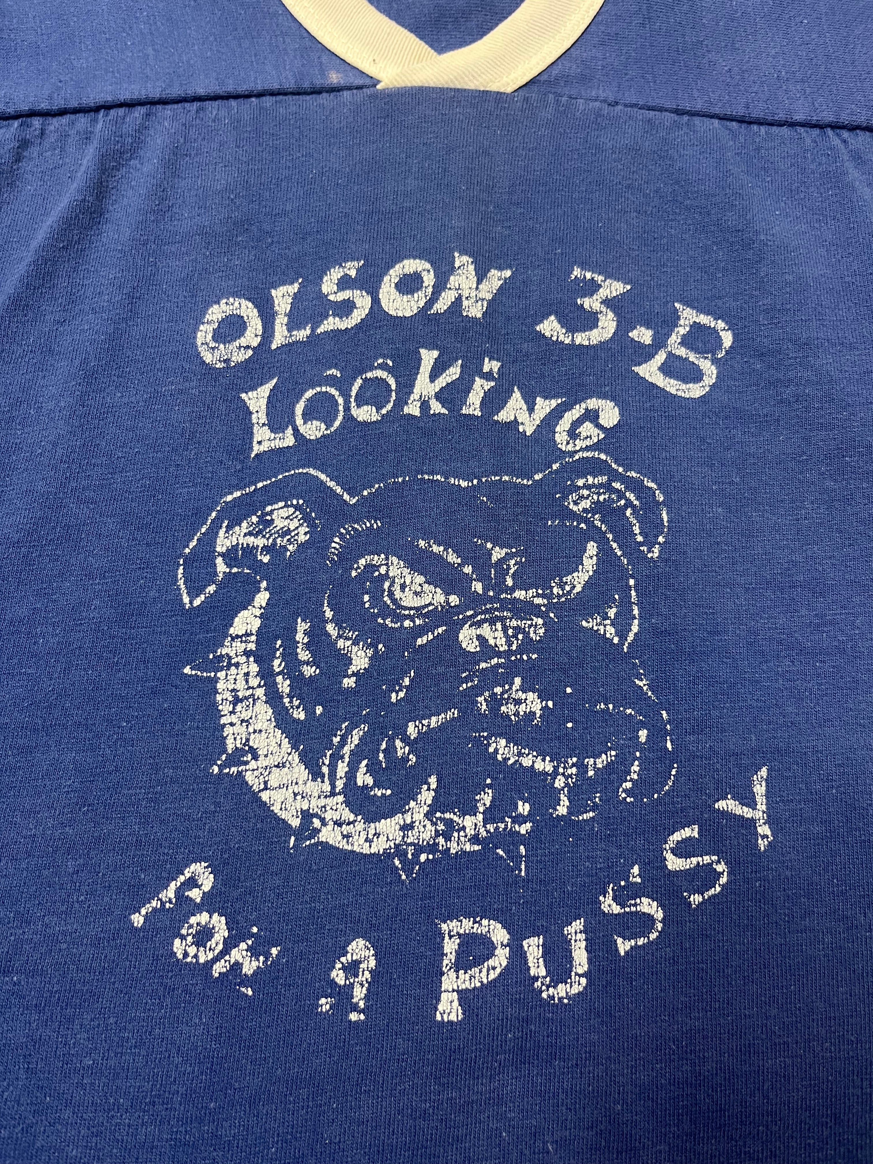 ‘60s/70s ‘Looking for a Pussy’ Cotton Football Shirt - Team Blue - L/XL